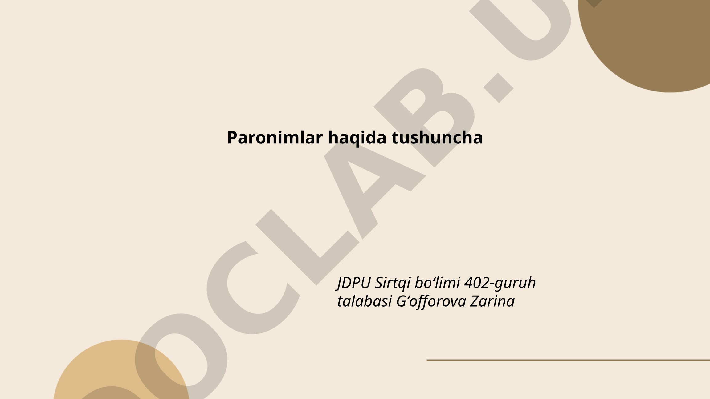 Paronimlar haqida tushuncha