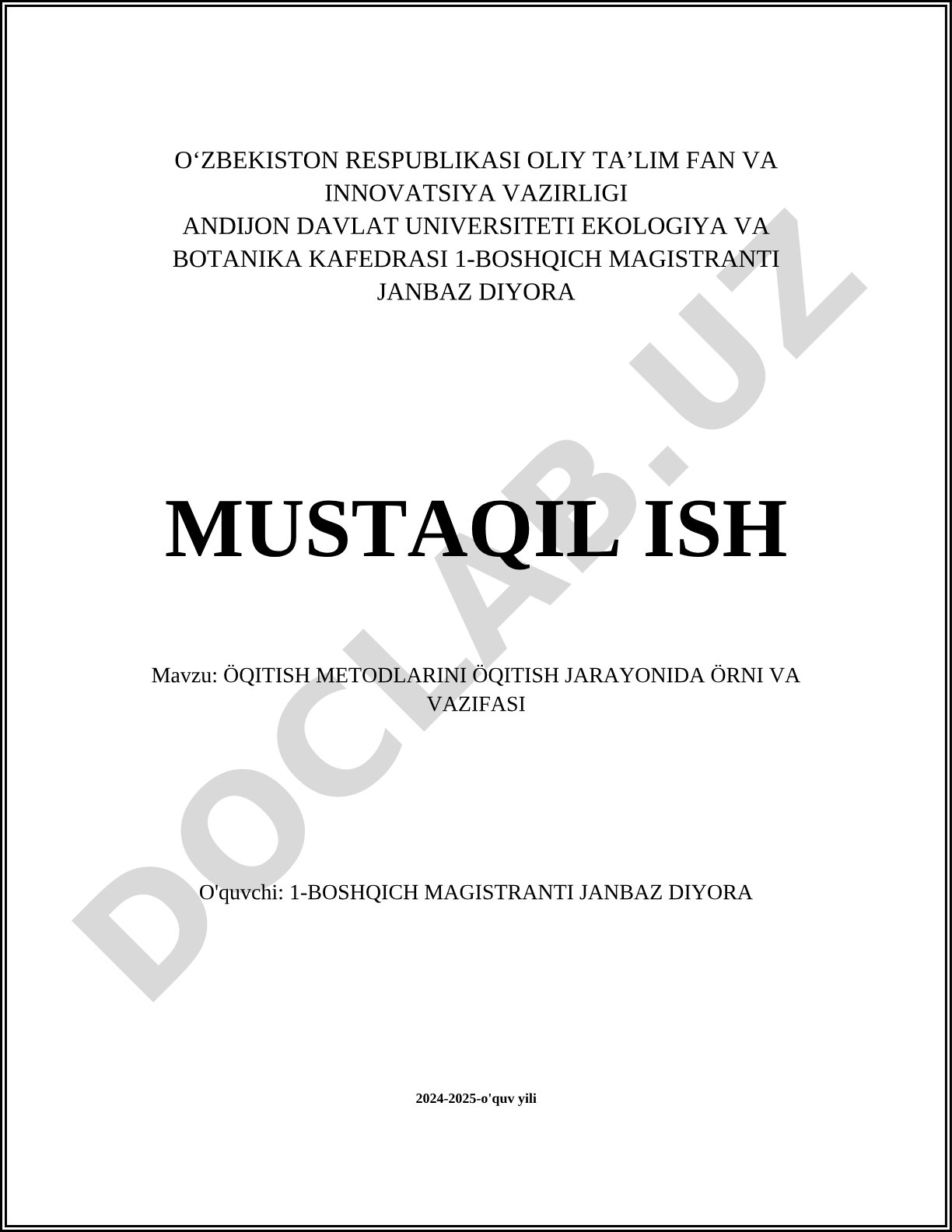 O'qitish metodlarini o'qitish jarayonida o'rni va vazifasi