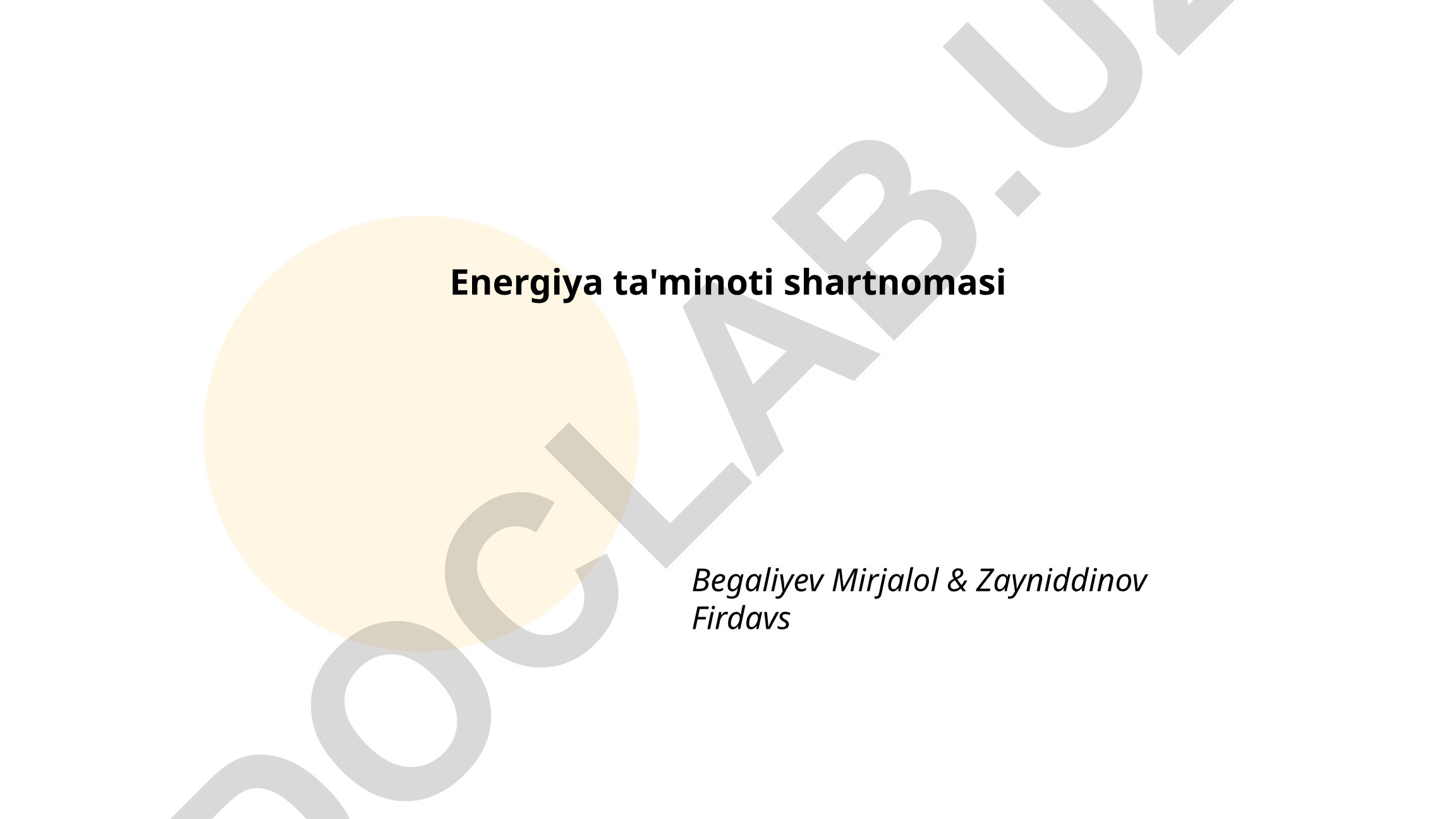 Energiya ta'minoti shartnomasi va tizimlari