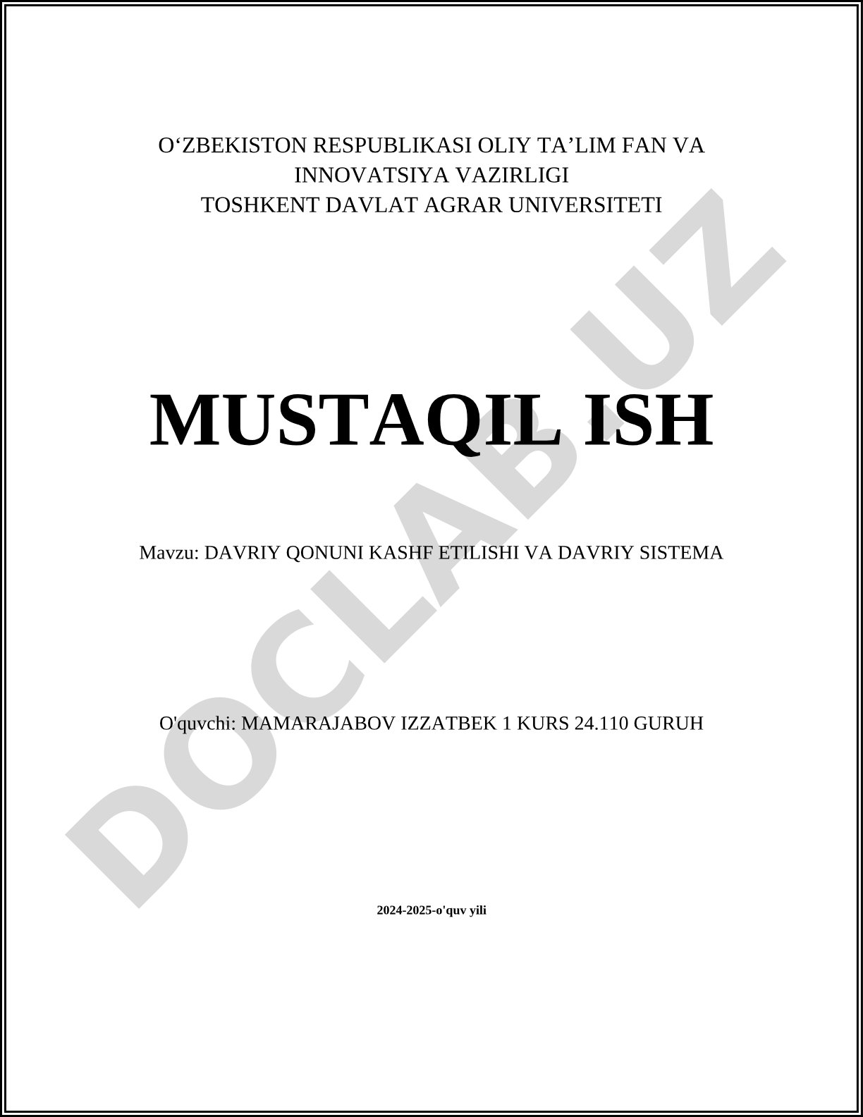 Davriy qonuni kashf etilishi va davriy sistema