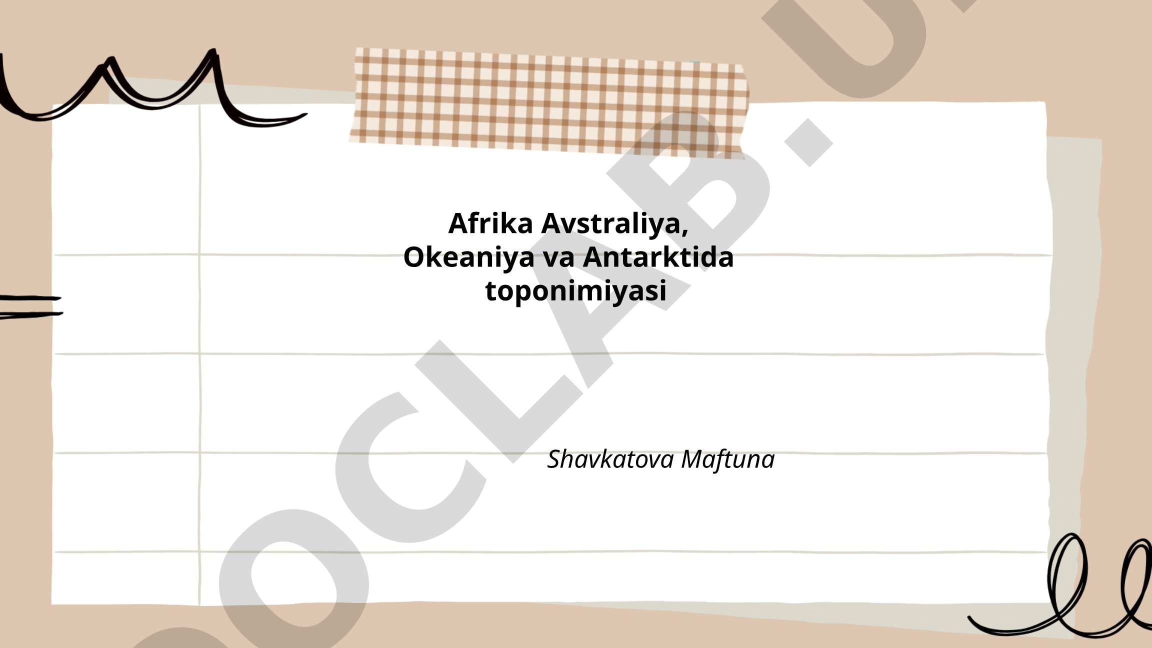 Afrika, Avstraliya, Okeaniya va Antarktida toponimiyasi