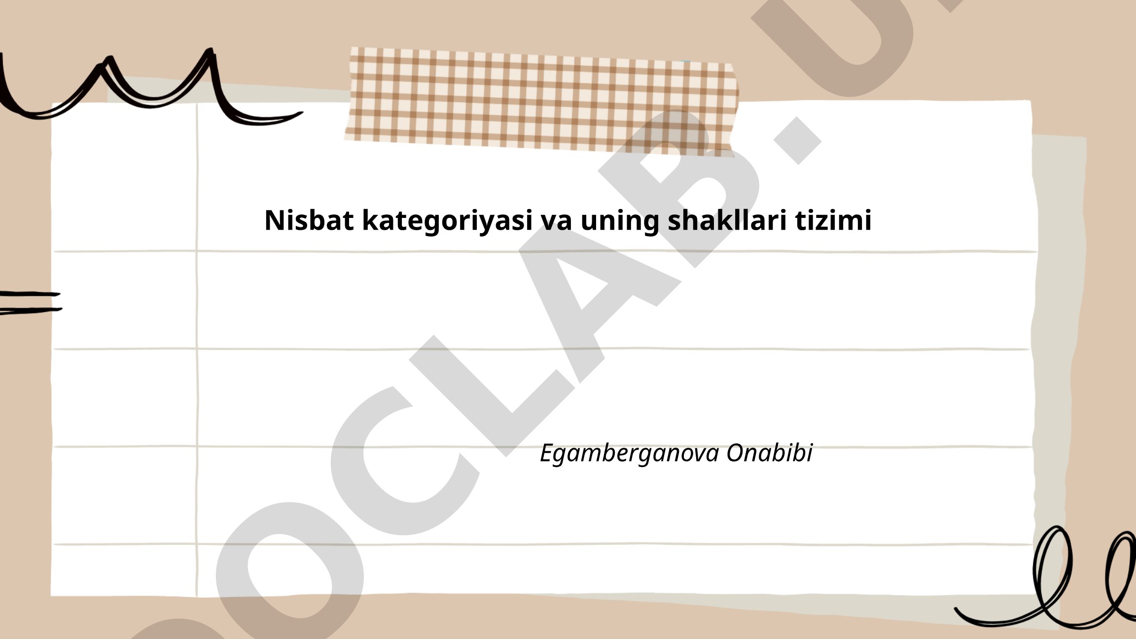 Nisbat kategoriyasi va uning shakllari tizimi