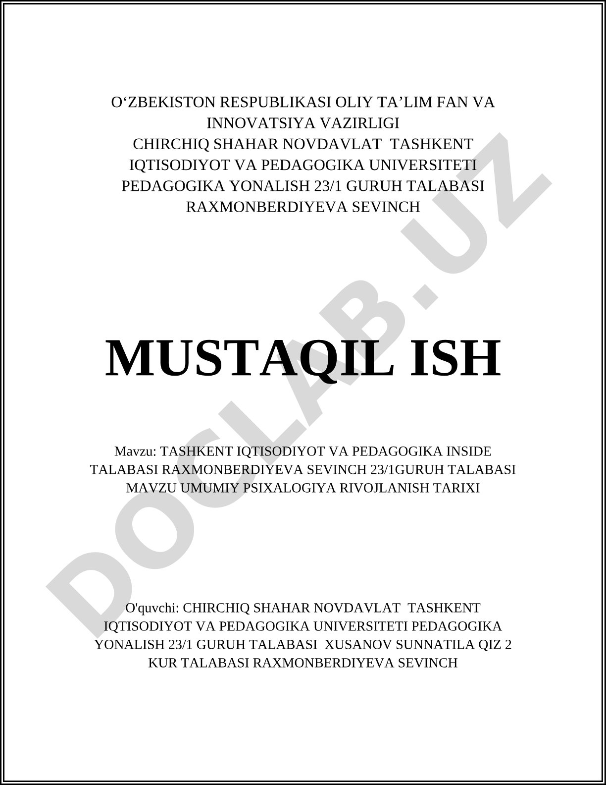 Umumiy psixologiya rivojlanish tarixi