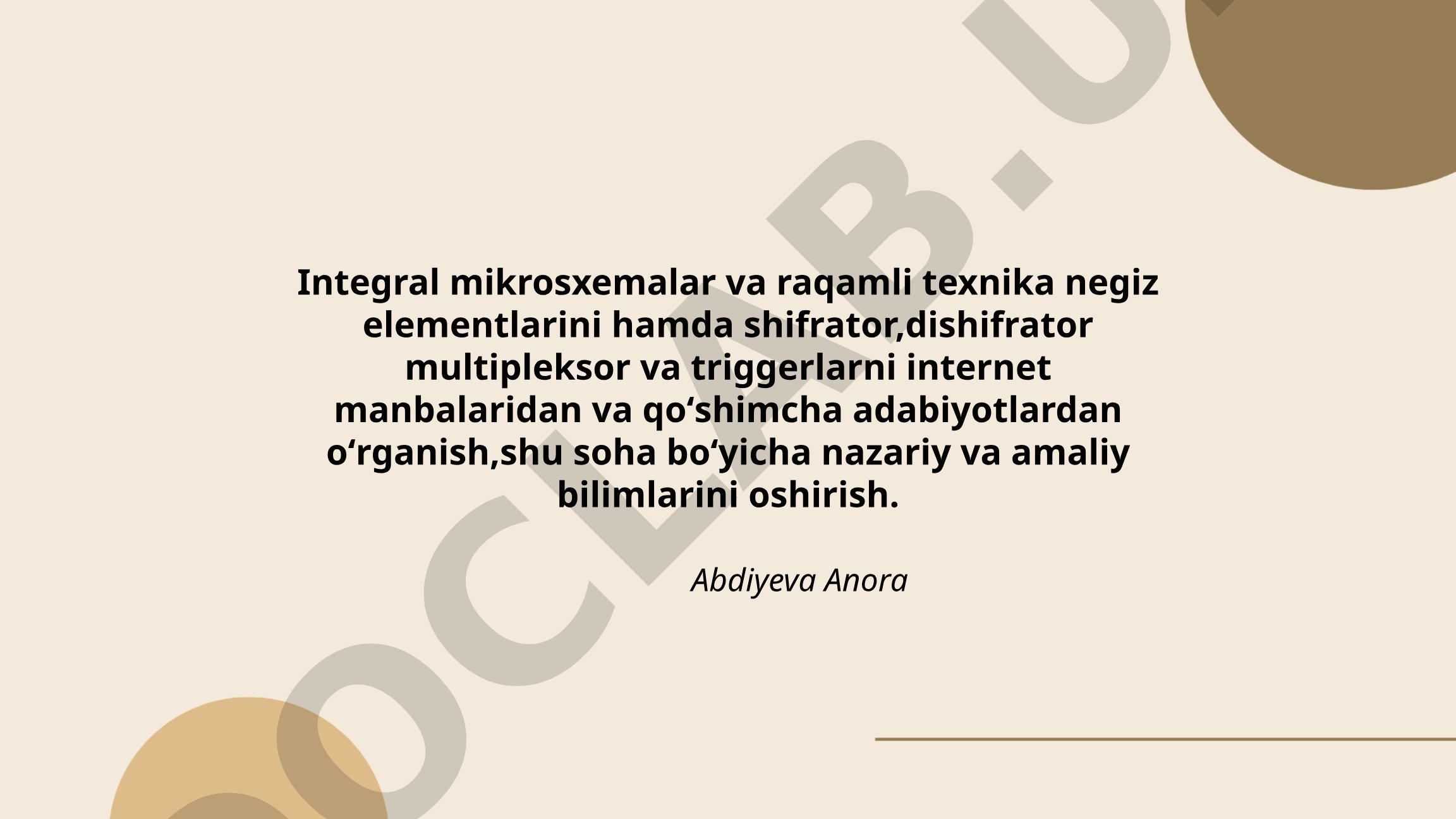 Integral mikrosxemalar va raqamli texnika negiz elementlari