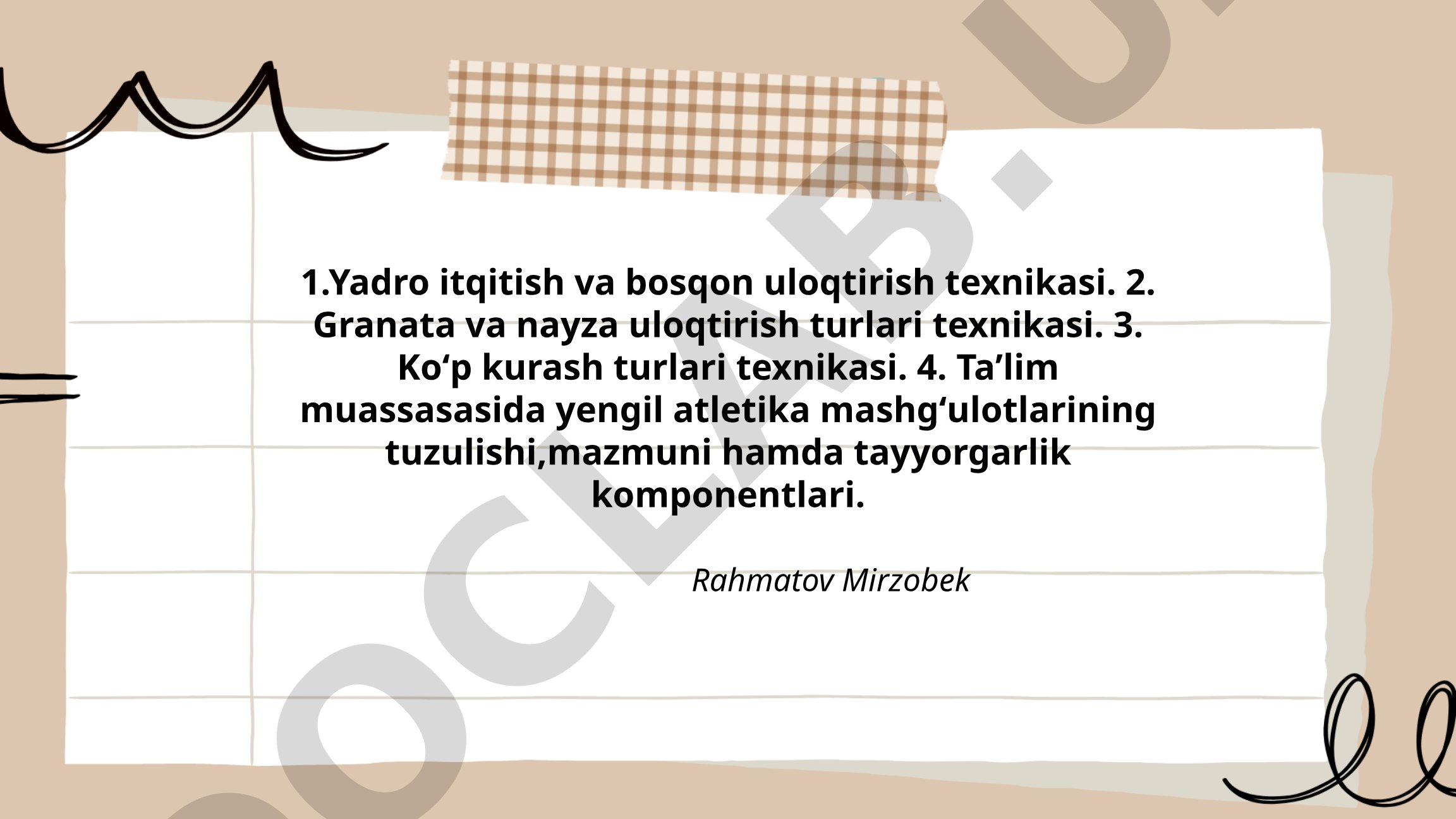 Yadro itqitish va bosqon uloqtirish texnikasi