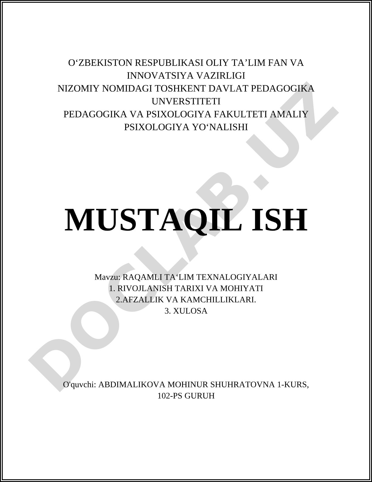 Raqamli ta'lim texnologiyalari