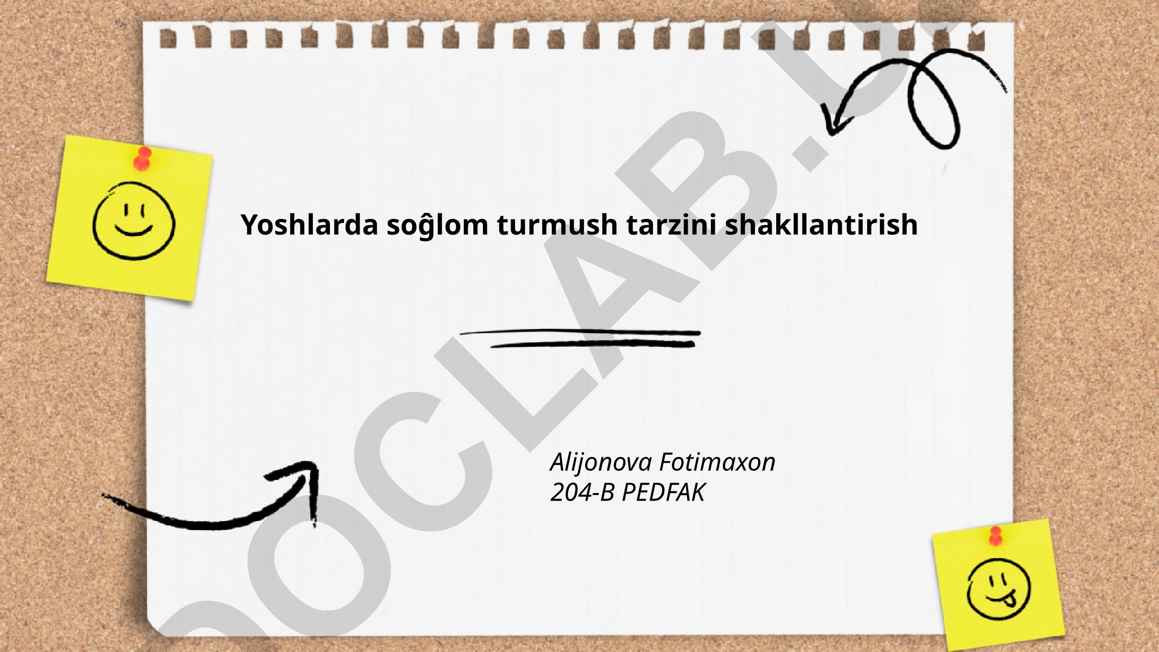 Yoshlarda sog'lom turmush tarzini shakllantirish