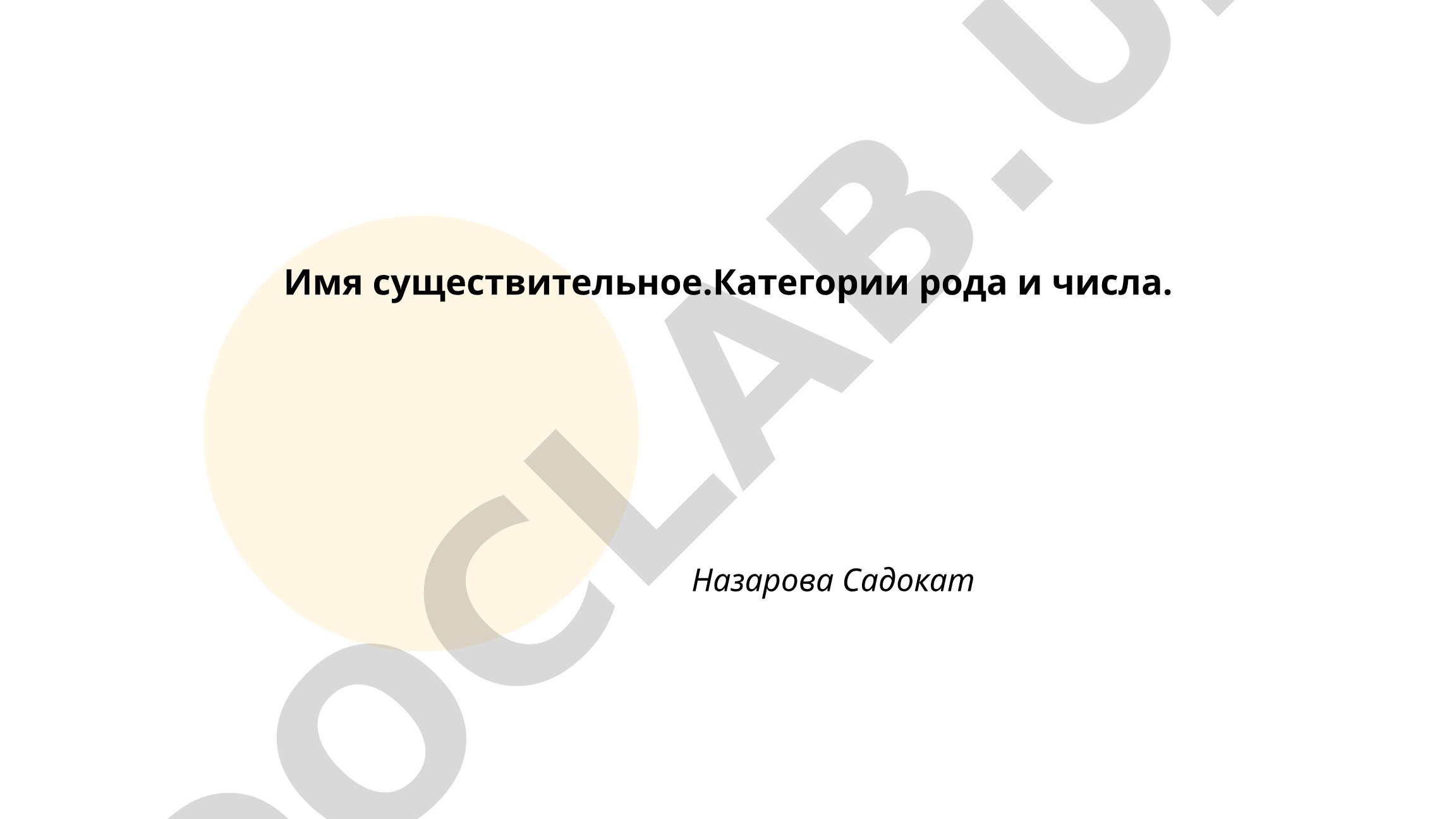 Имя существительное: категории рода и числа