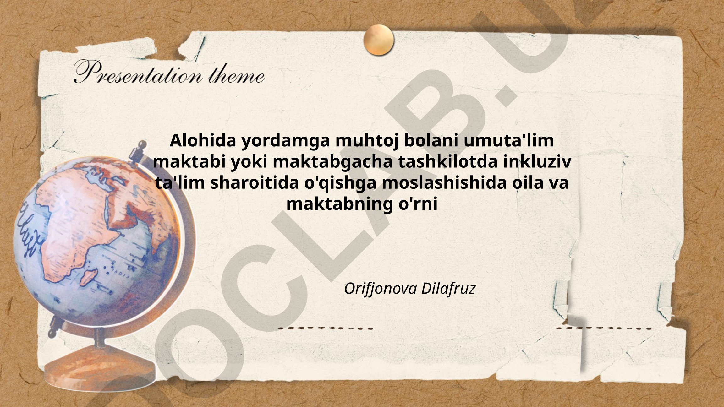 Alohida yordamga muhtoj bolaning inkluziv ta'lim sharoitida moslashishida oila va maktabning o'rni