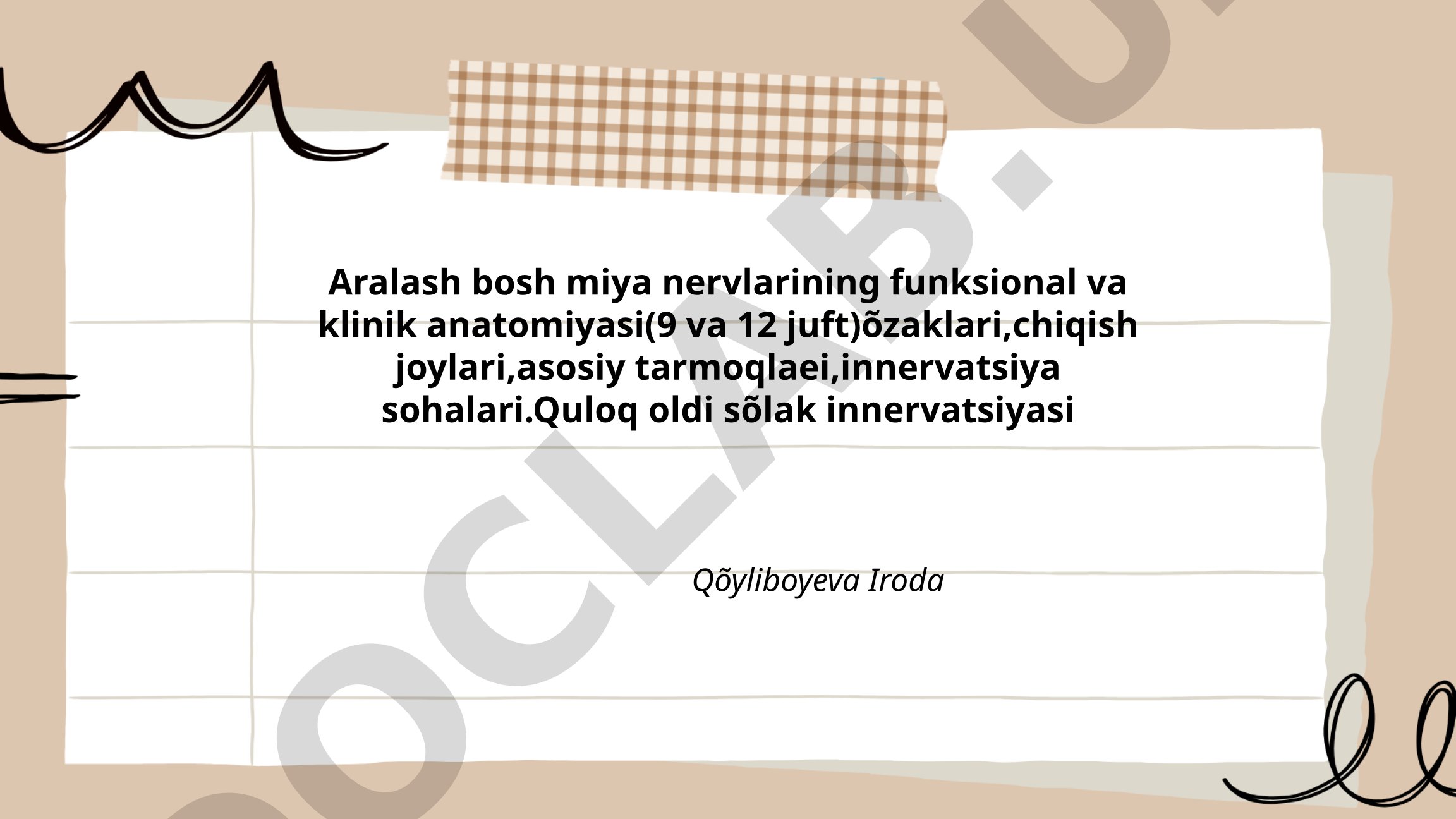 Aralash bosh miya nervlarining funksional va klinik anatomiyasi (9 va 12 juft)
