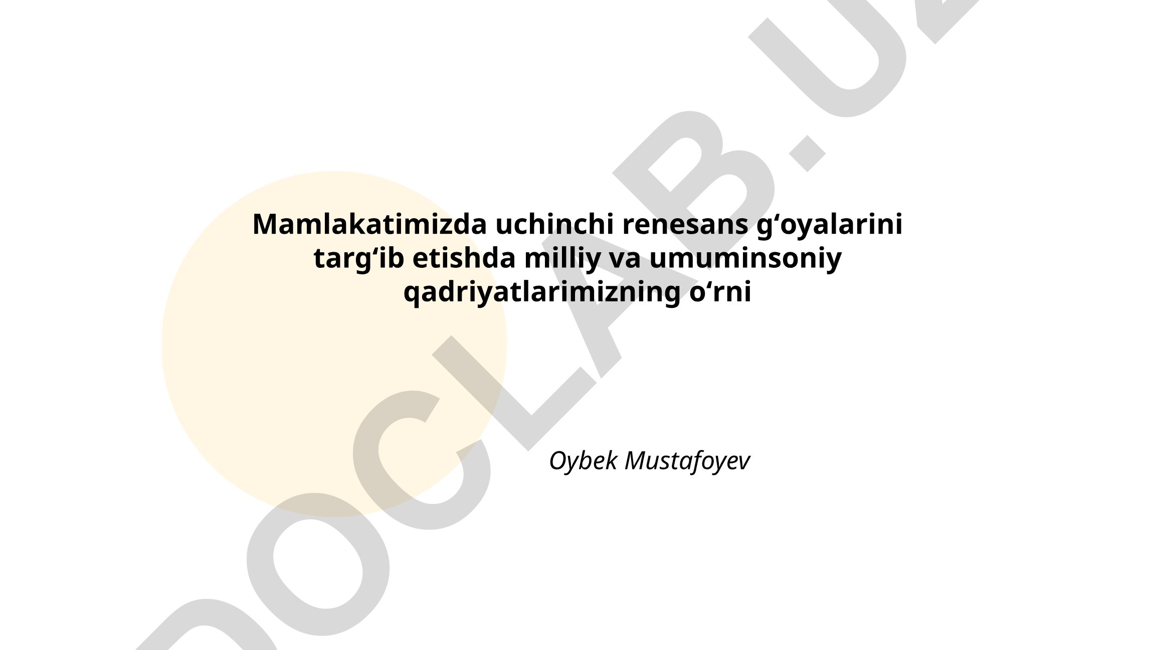 Uchinchi renessans va milliy qadriyatlar