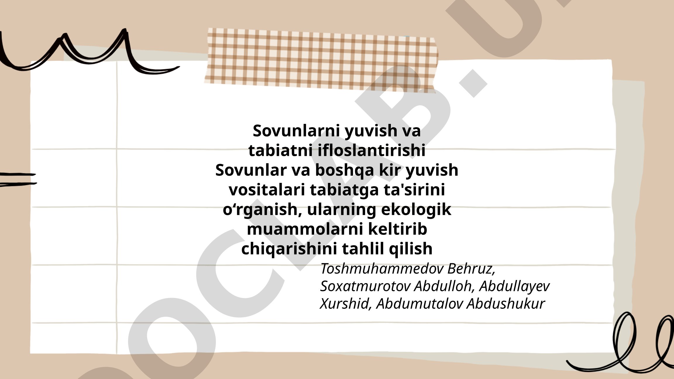 Sovunlarni yuvish va tabiatni ifloslantirishi
