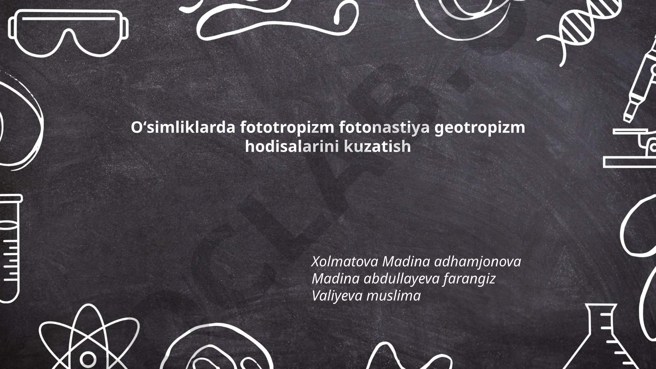 O'simliklarda fototropizm, fotonastiya va geotropizm hodisalarini kuzatish