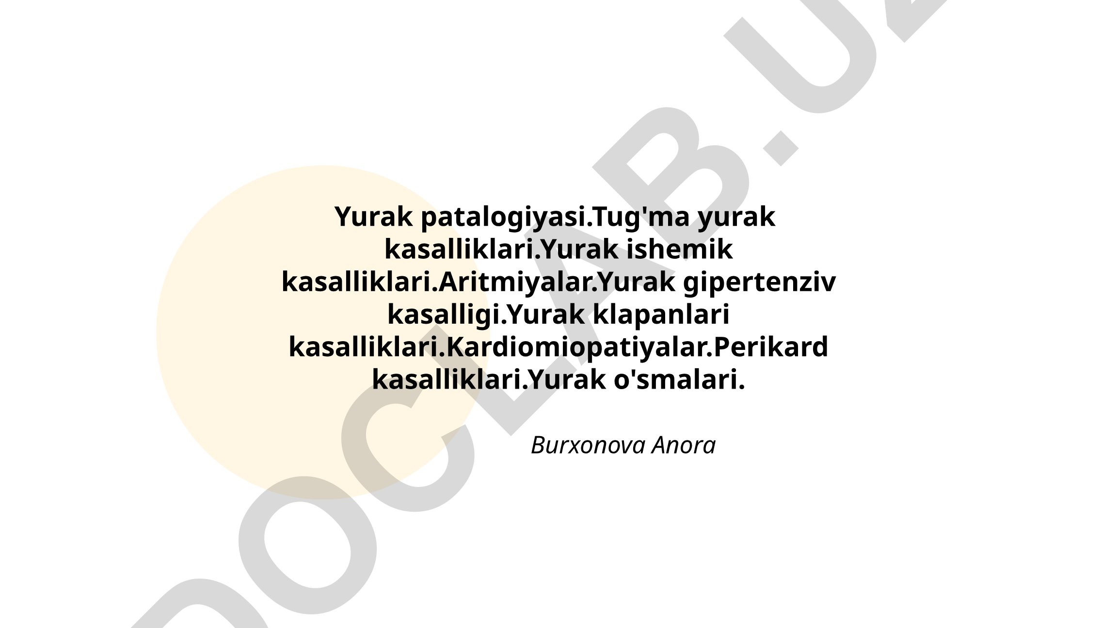 Yurak patalogiyasi va uning turlari