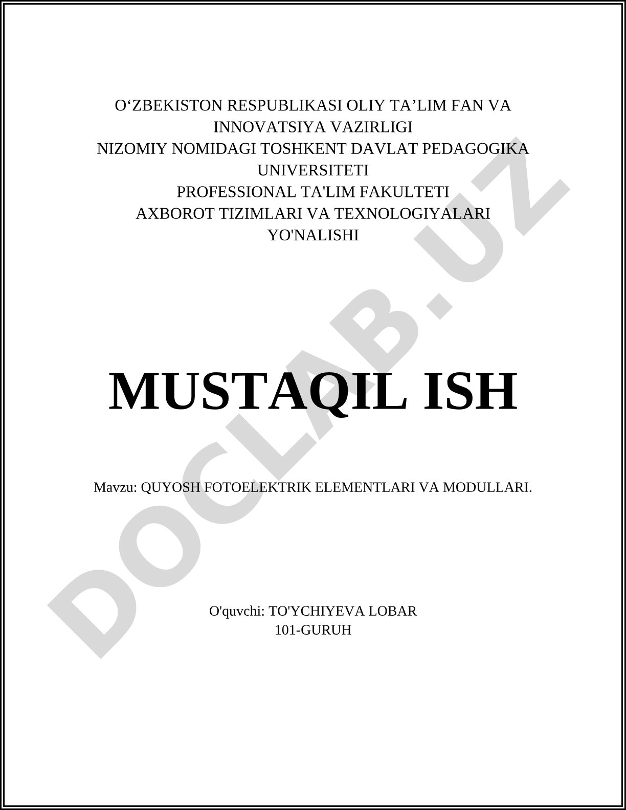Quyosh fotoelektrik elementlari va modullari