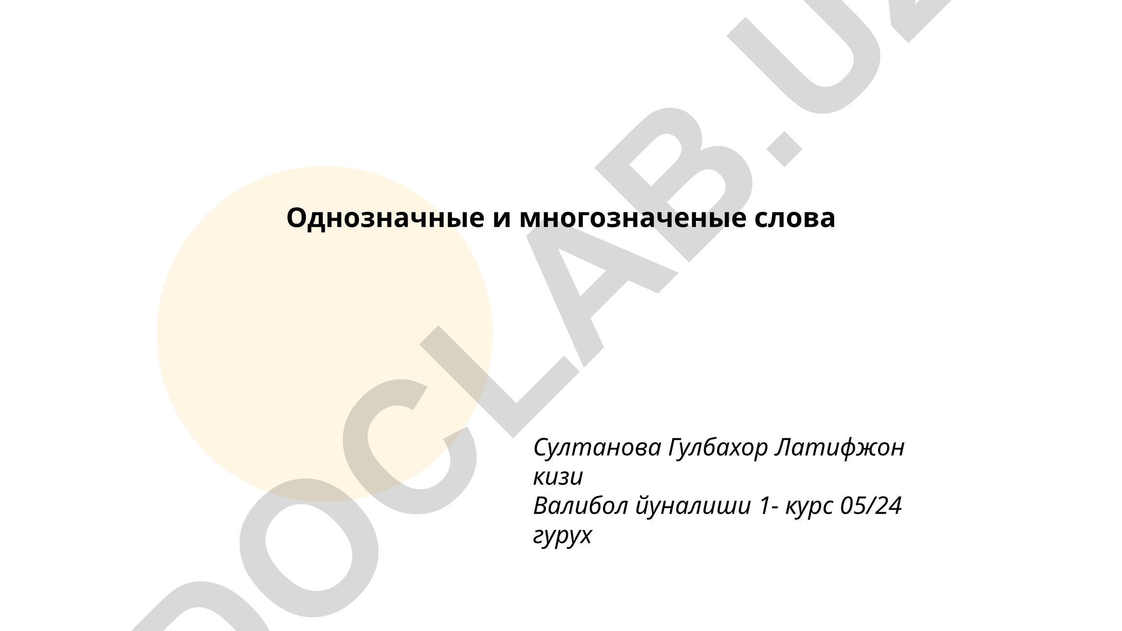 Однозначные и многозначные слова в русском языке