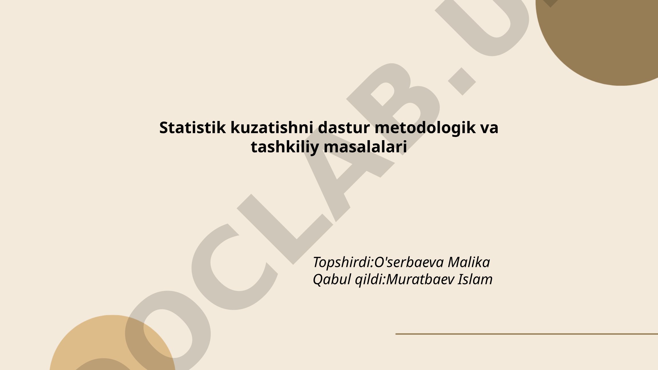 Statistik kuzatishni tashkil qilishning asosiy tamoyillari