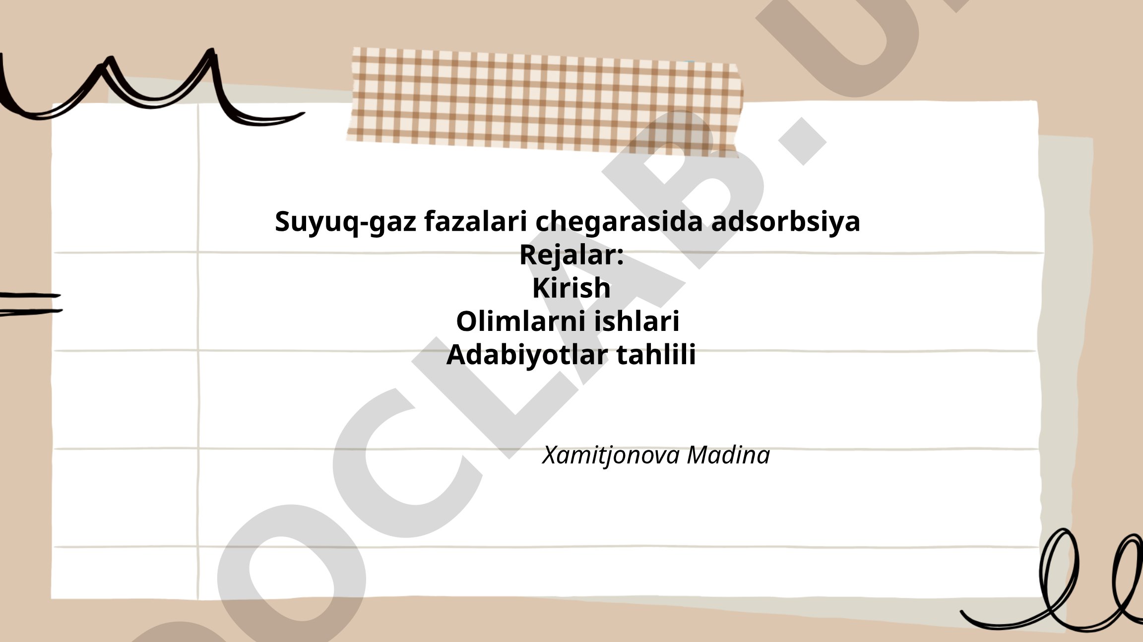 Suyuq-gaz fazalari chegarasida adsorbsiya