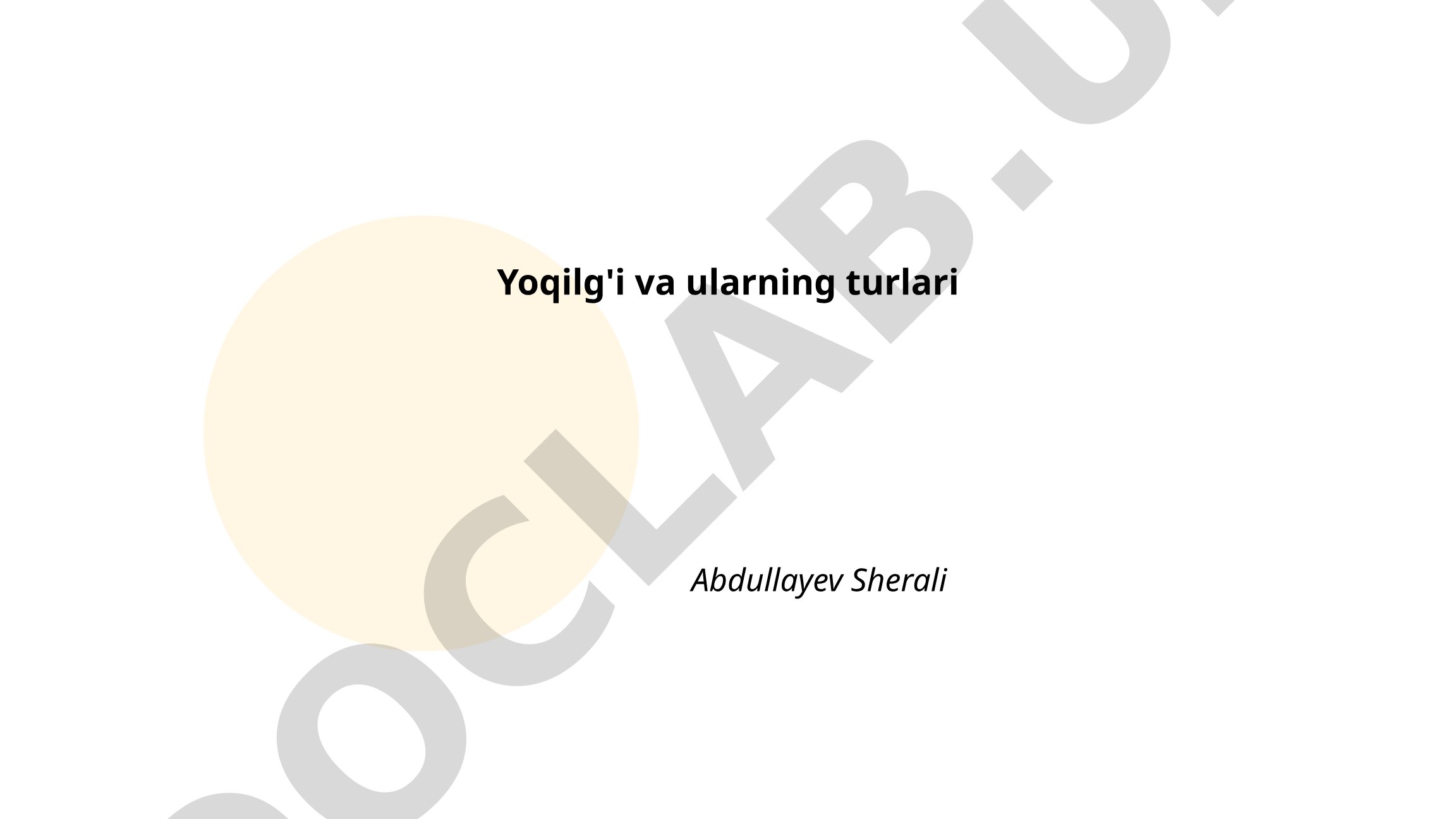 Yoqilg'i va ularning turlari