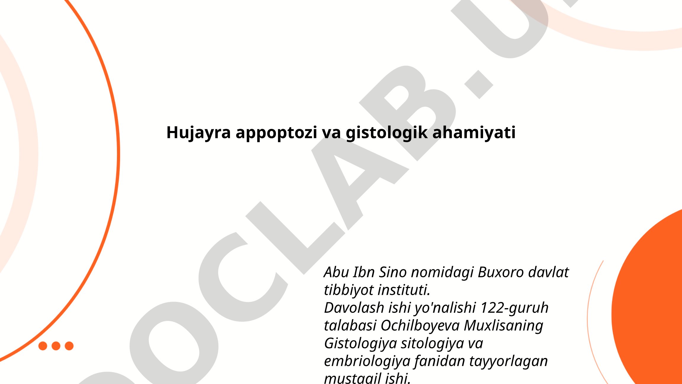 Hujayra appoptozi va gistologik ahamiyati