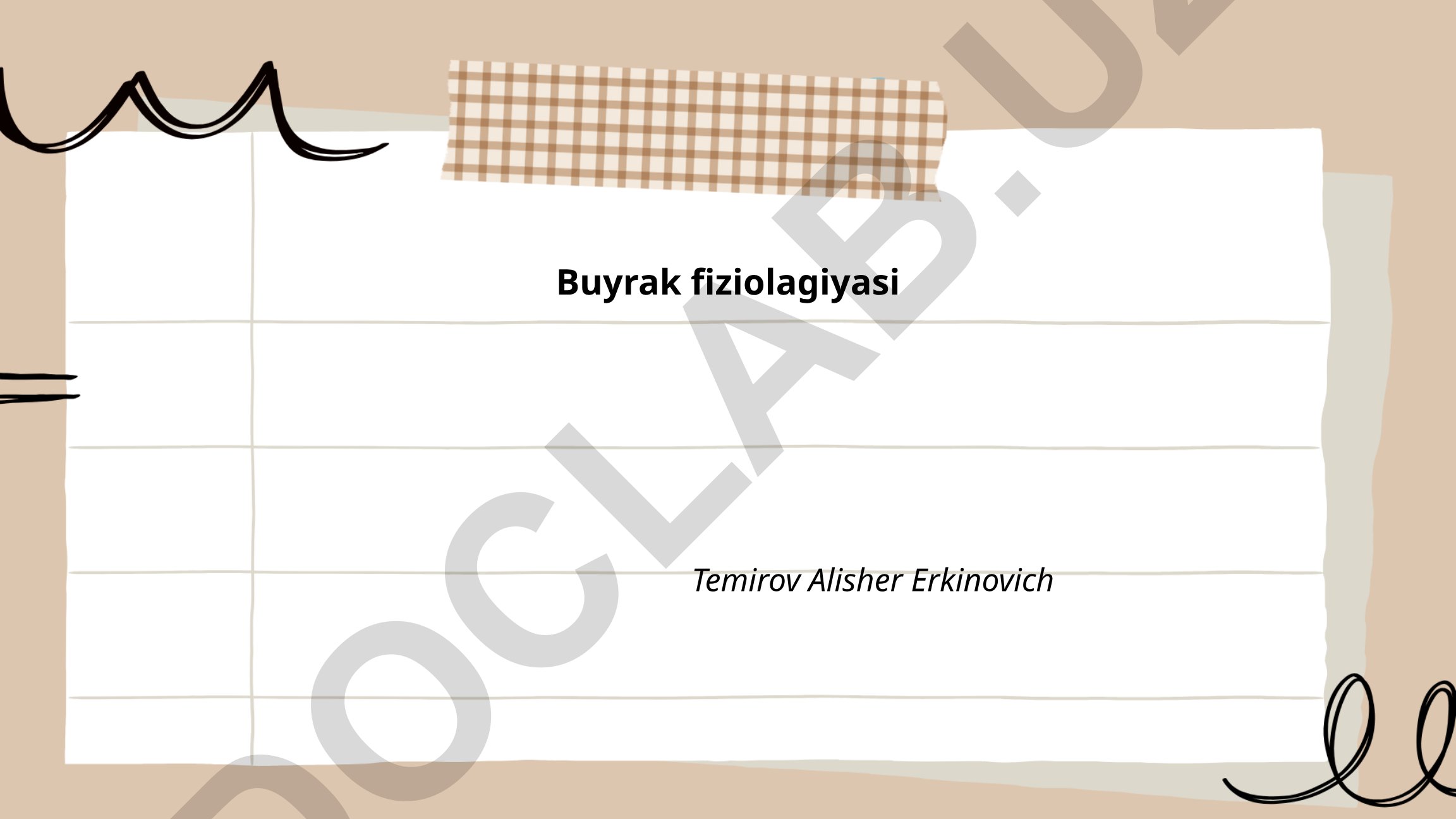 Buyrak fiziologiyasi