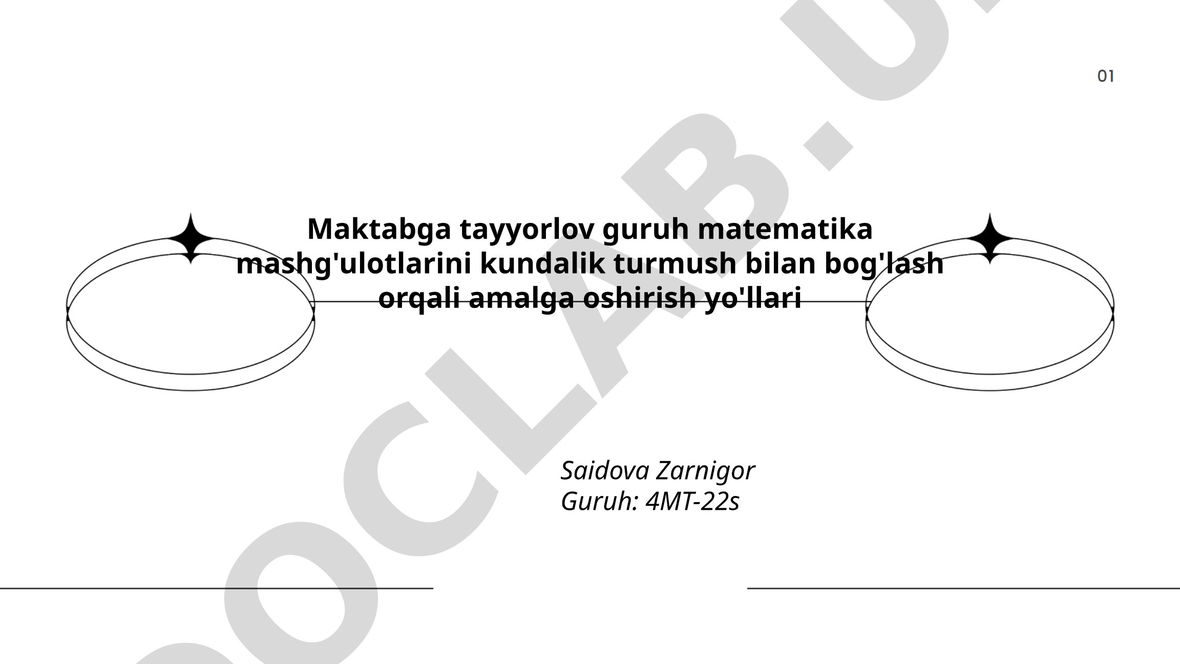 Maktabga tayyorlov guruh matematika mashg'ulotlarini kundalik turmush bilan bog'lash orqali amalga oshirish yo'llari