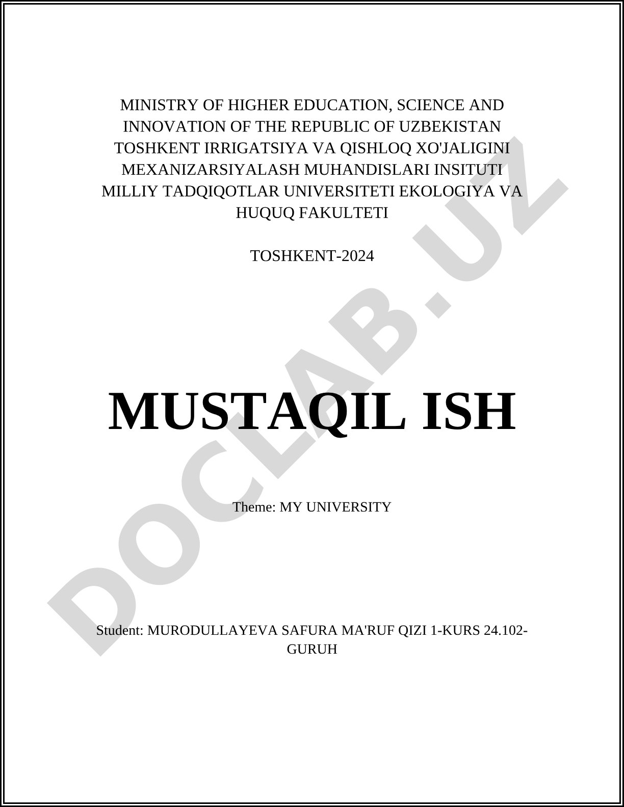 MY UNIVERSITY