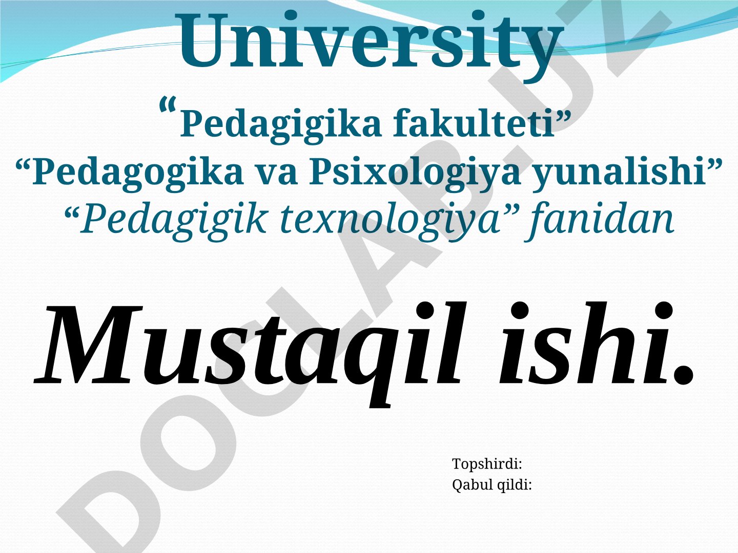 Pedagogik texnologiyalar nazariyasi