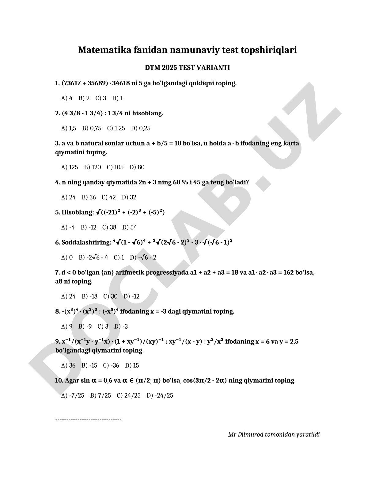 Dtm matematika