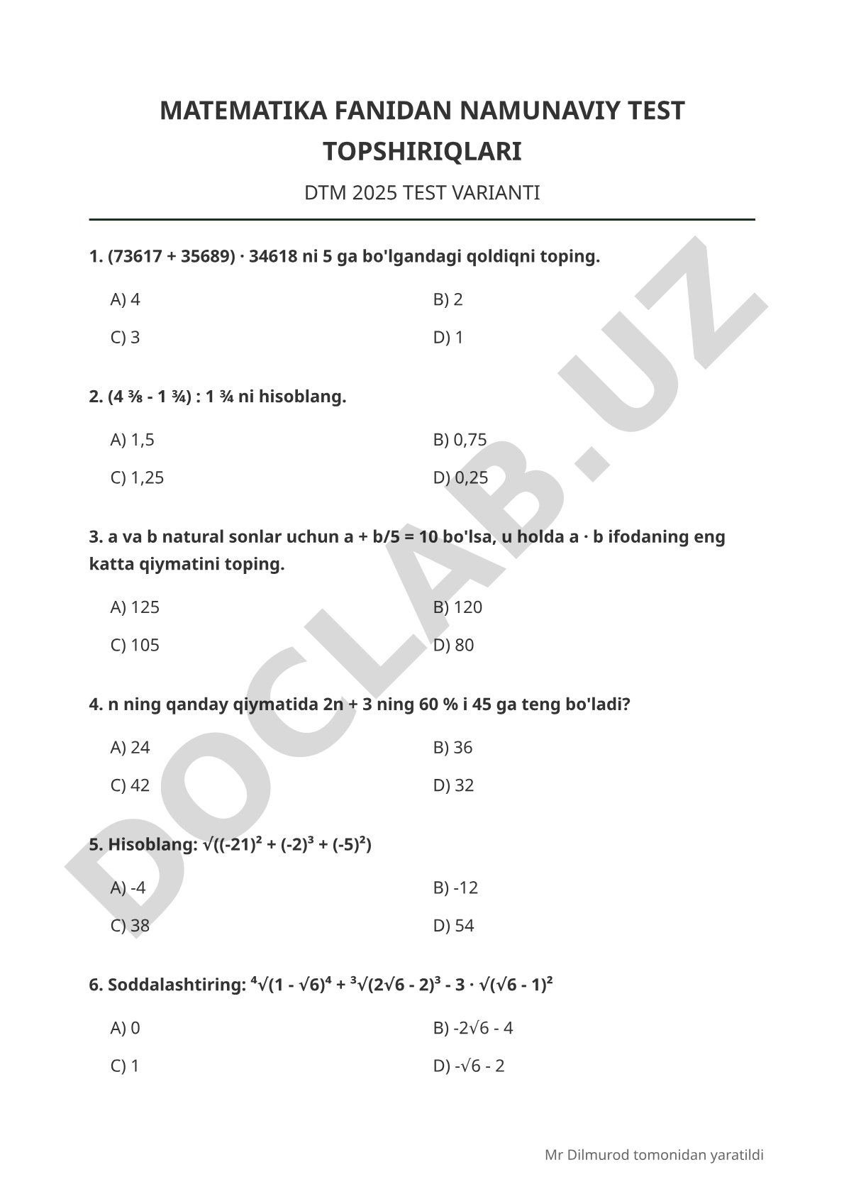 Matematika Dtm