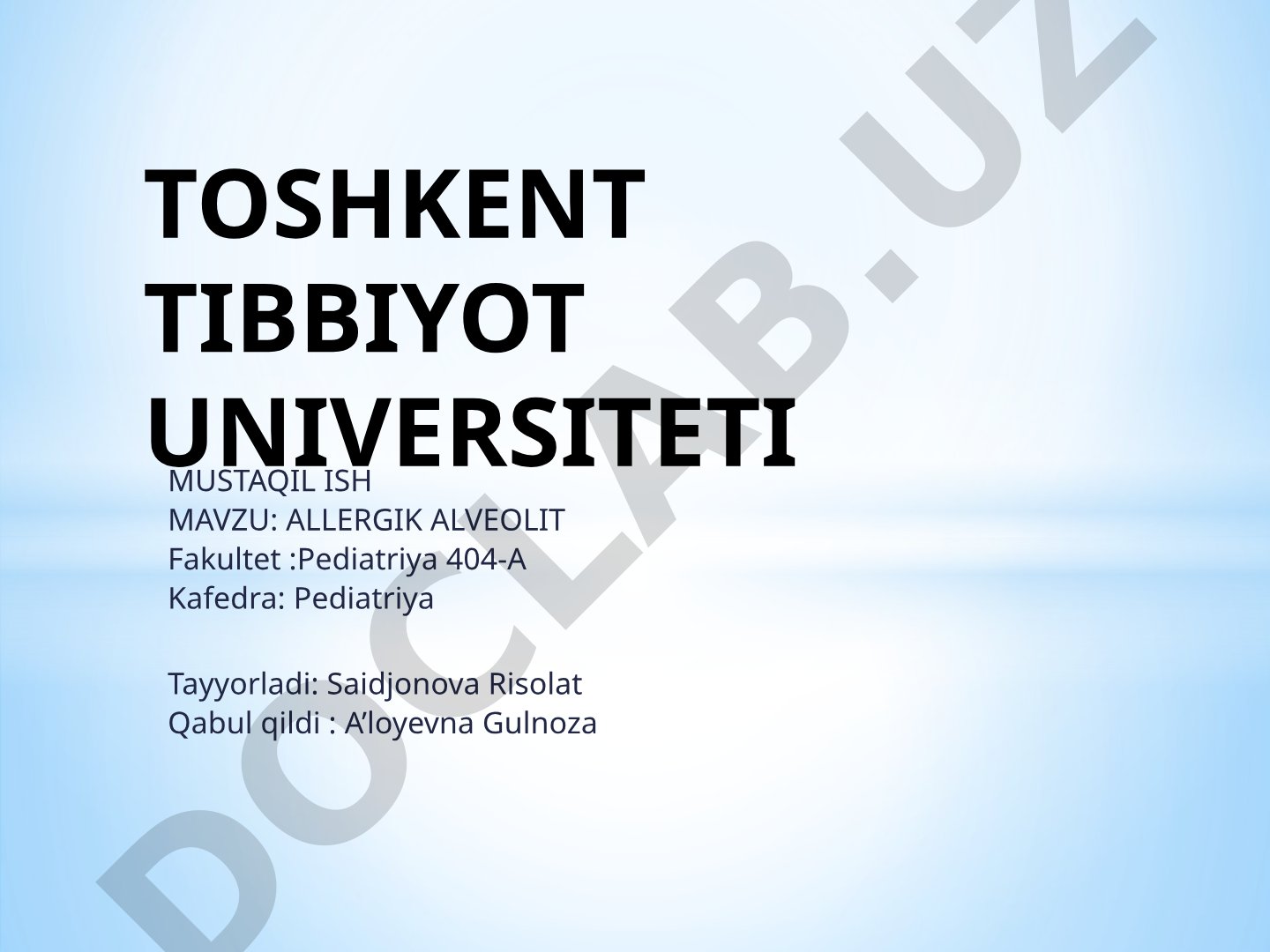 Allergik alveolit bolalarda