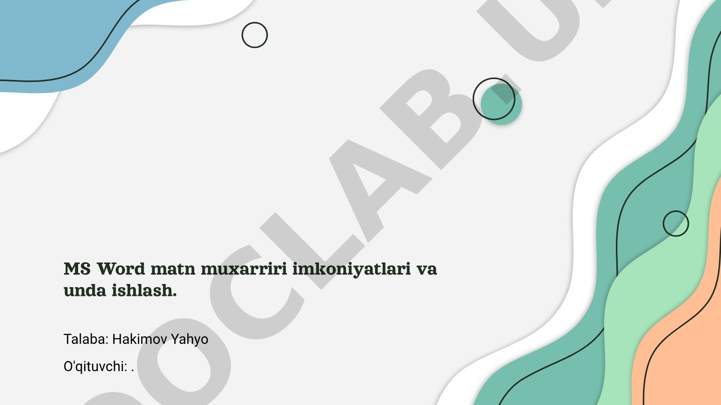 MS Word matn muxarriri imkoniyatlari va unda ishlash