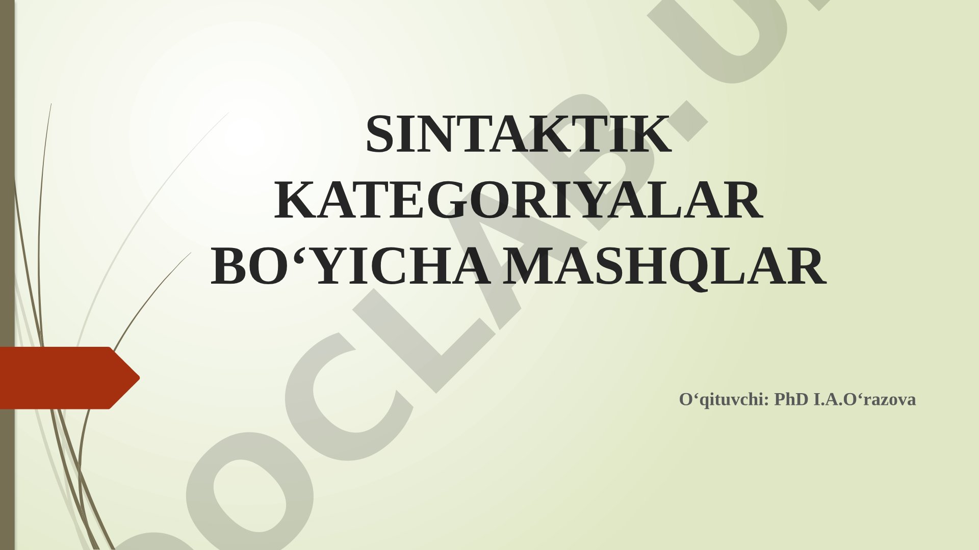Sintaktik kategoriyalar bo'yicha mashqlar