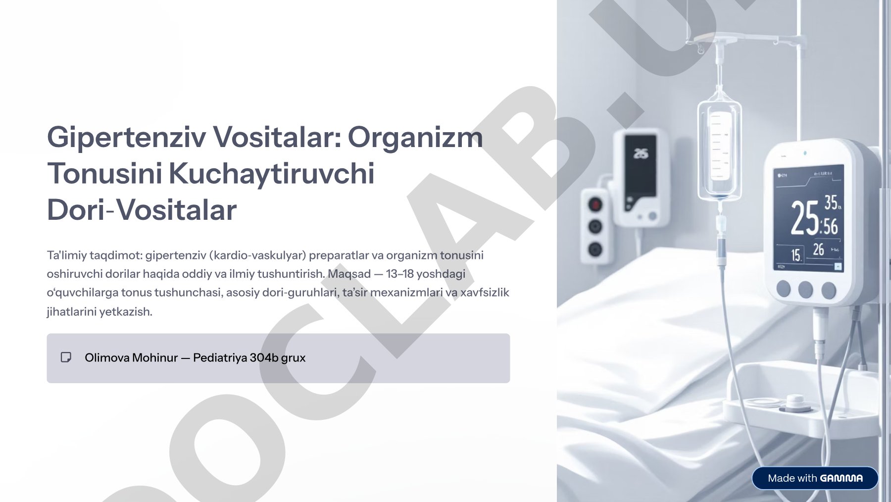 Gipertenziv vositalar: organizm tonusini kuchaytiruvchi dori-vositalar