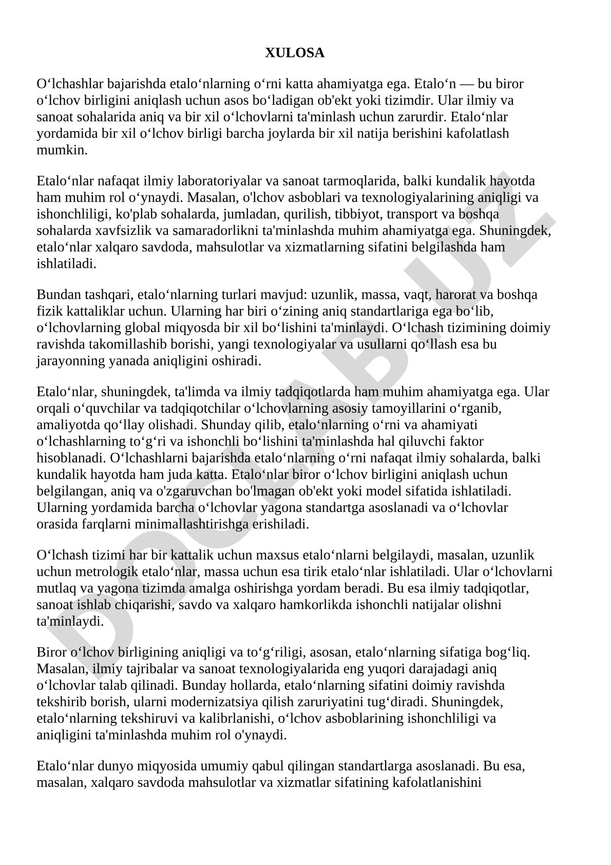 Etalonlar va ularning ahamiyati