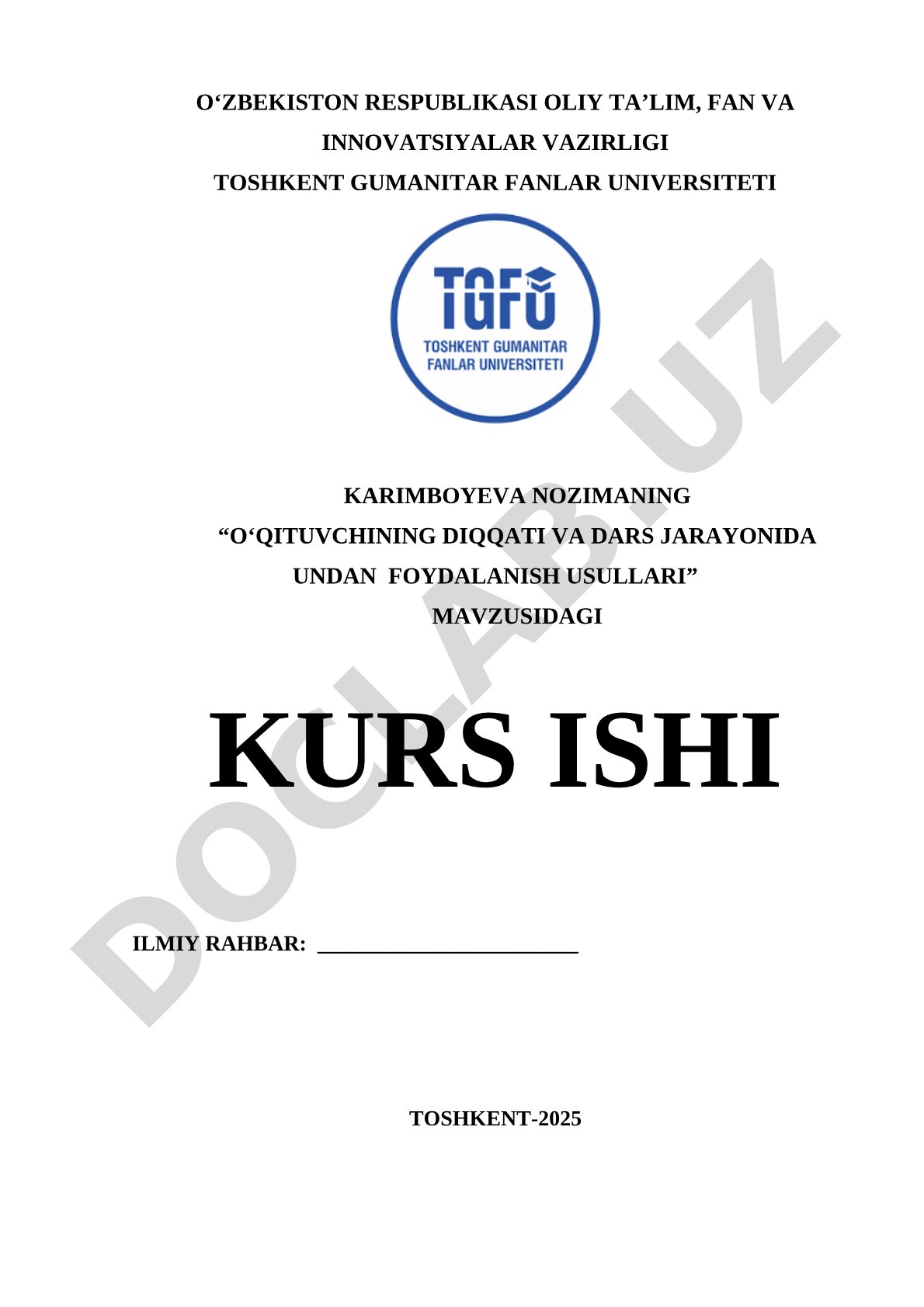 O‘qituvchining diqqati va dars jarayonida undan foydalanish usullari
