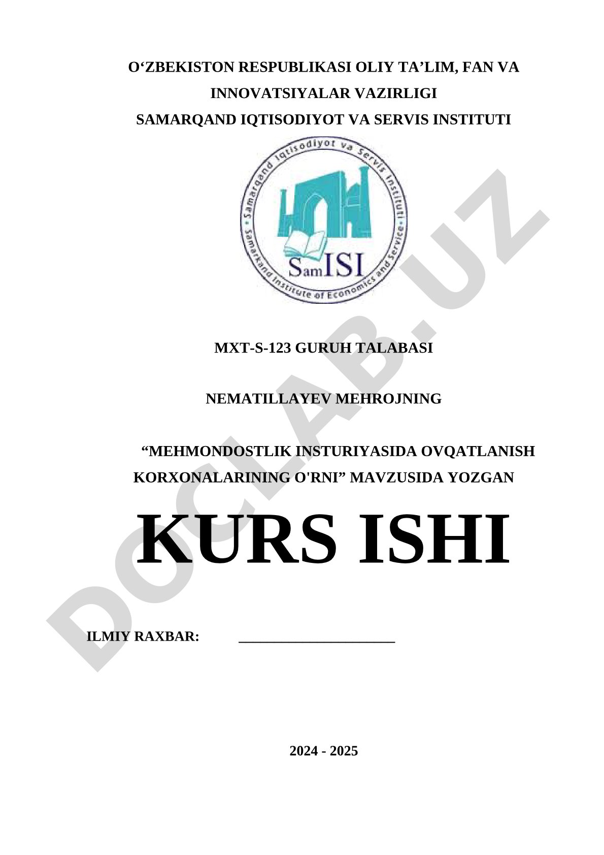 Mehmondostlik industriyasida ovqatlanish korxonalarining o'rni