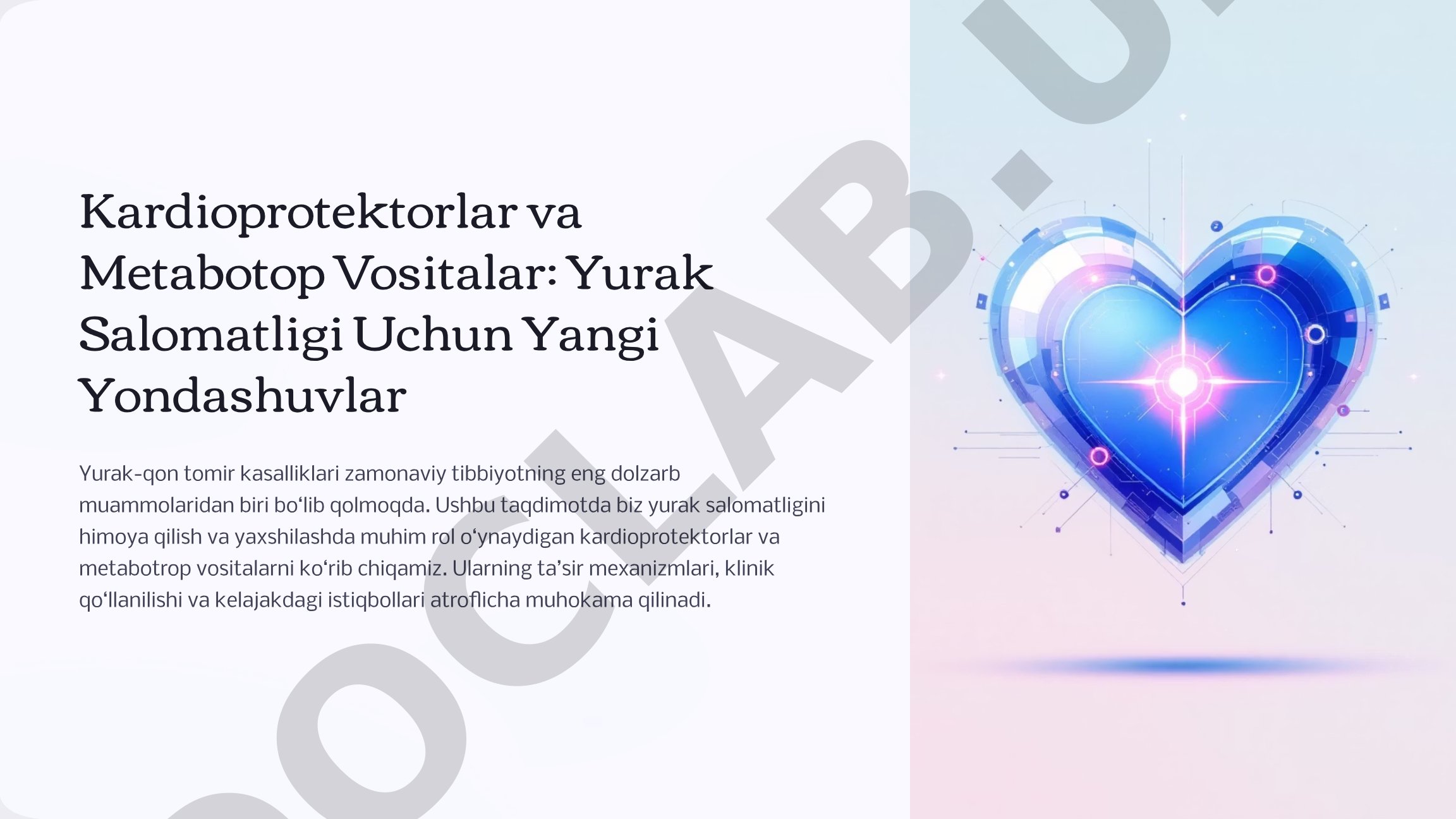 Kardioprotektorlar va Metabotop Vositalar: Yurak Salomatligi Uchun Yangi Yondashuvlar
