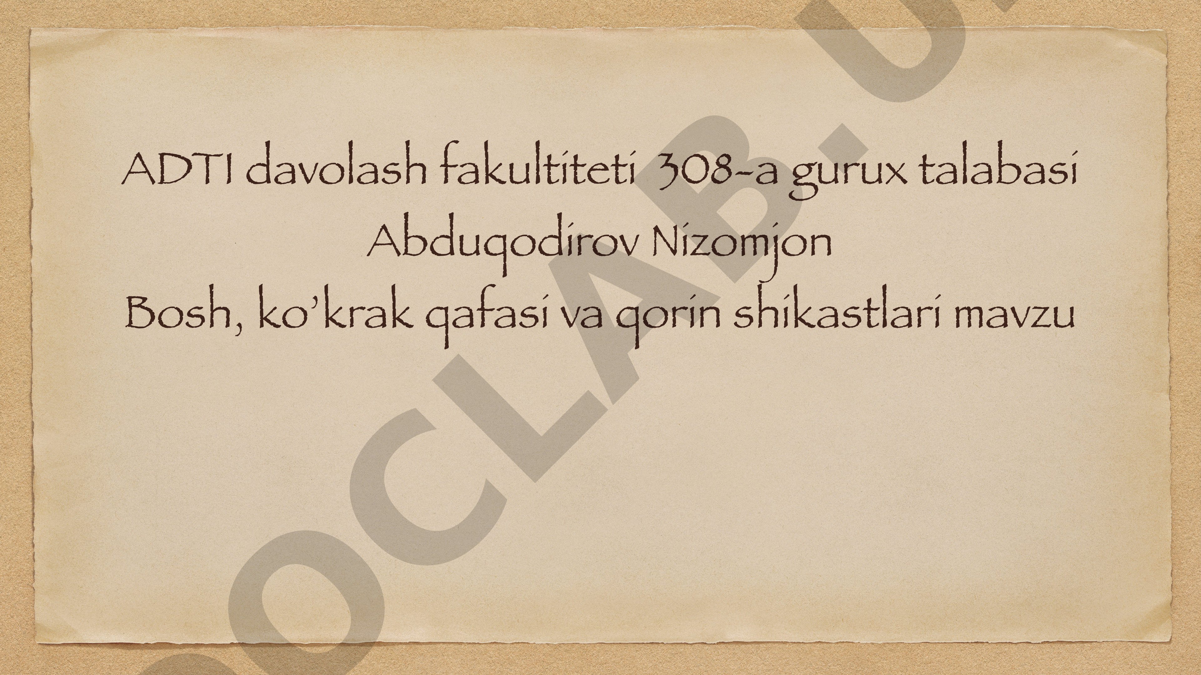 Bosh, ko'krak qafasi va qorin shikastlari
