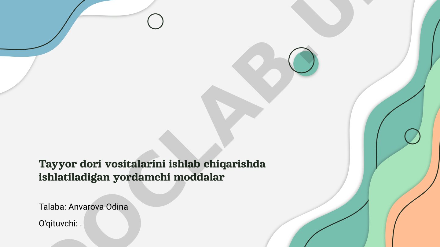 Tayyor dori vositalarini ishlab chiqarishda yordamchi moddalar