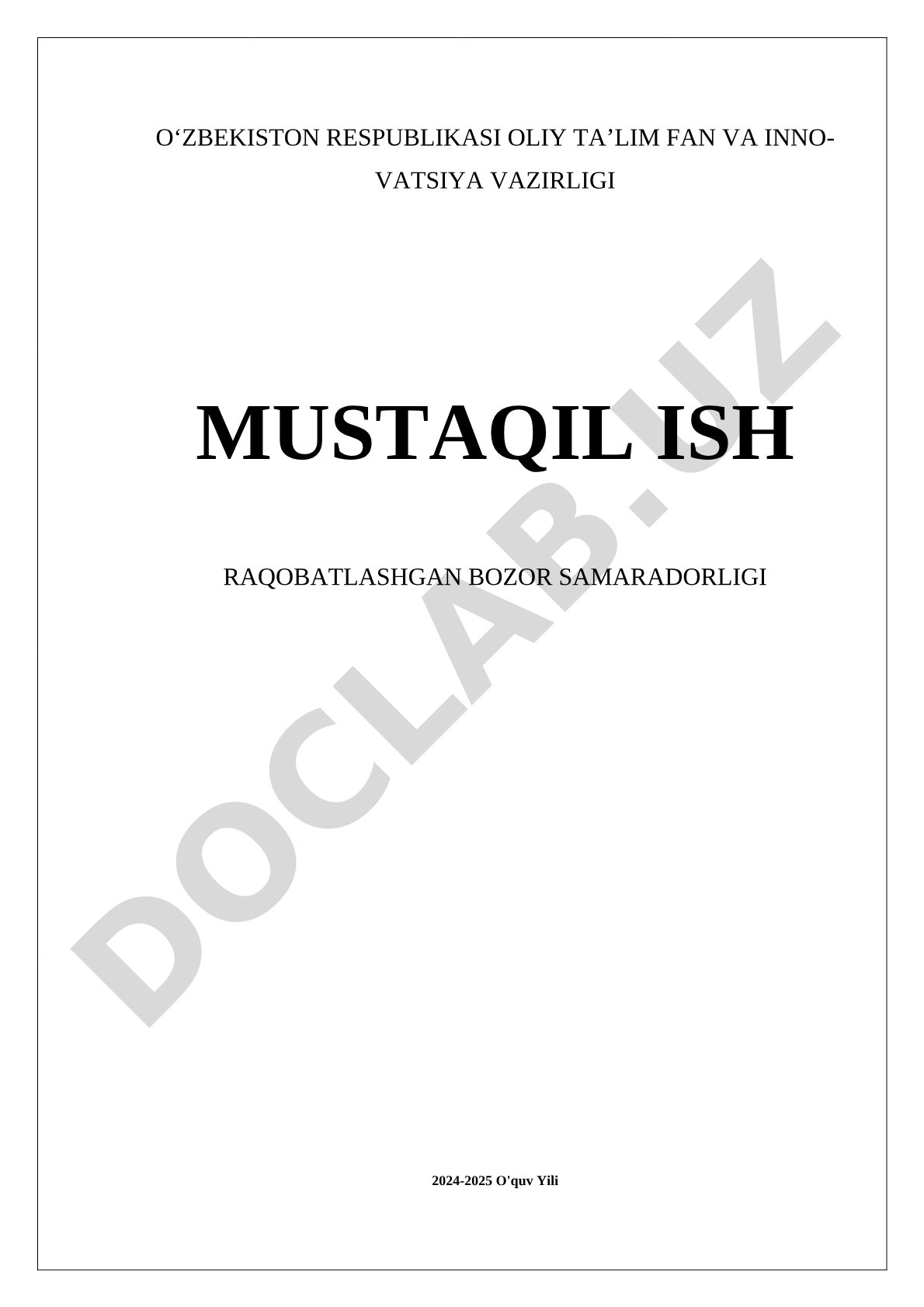 Raqobatlashgan bozor samaradorligi