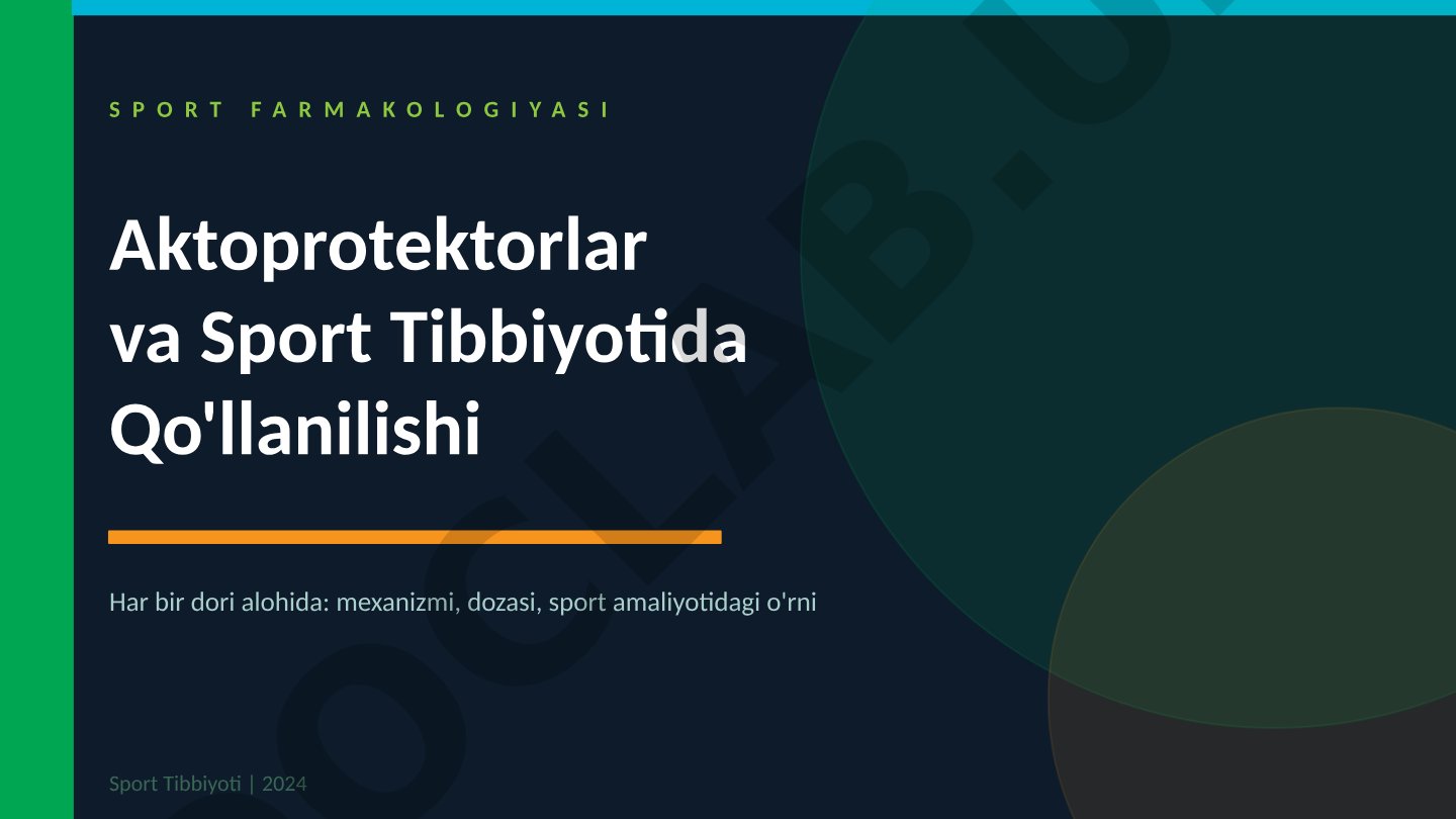 Sport farmakologiyasi: Aktoprotektorlar va sport tibbiyotida qo'llanilishi