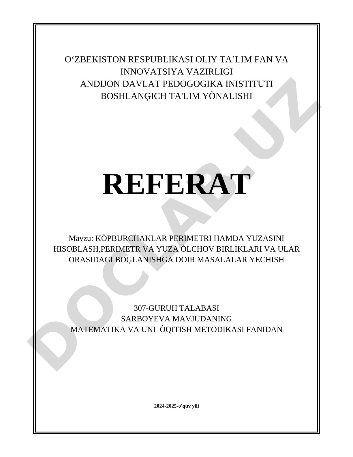 Ko'pburchaklarning perimetri va yuzasini hisoblash, perimetr va yuza o'lchov birliklari