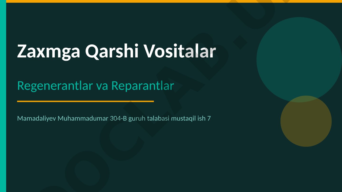 Zaxmga Qarshi Vositalar Regenerantlar va Reparantlar