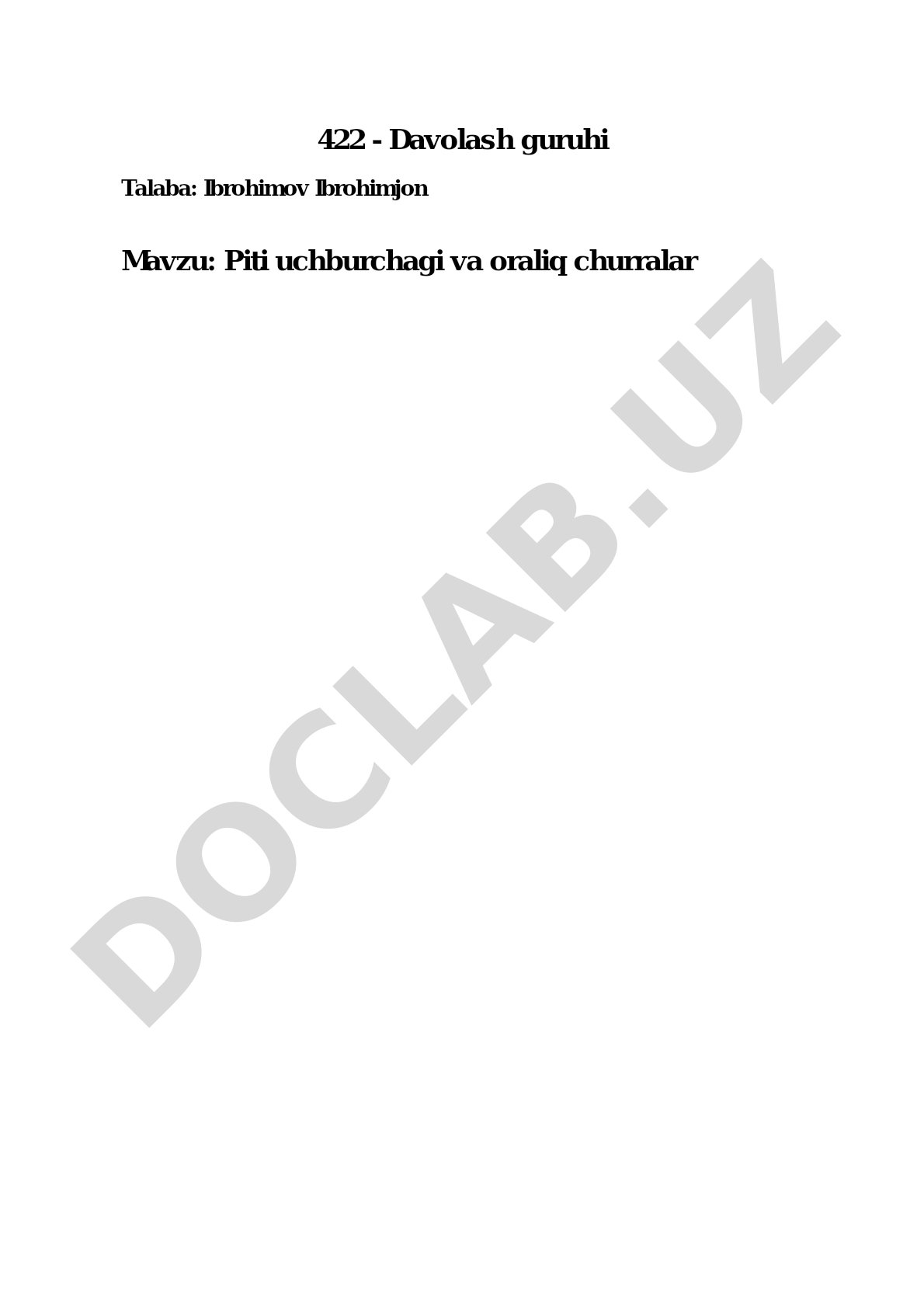 Piti uchburchagi va oraliq churralar
