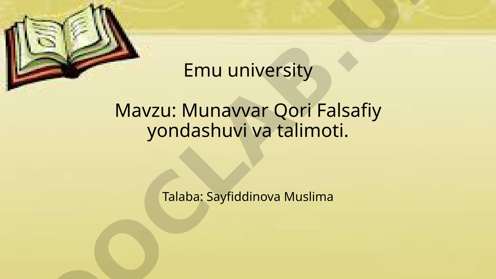 Munavvar Qori falsafiy yondashuvi va talimoti
