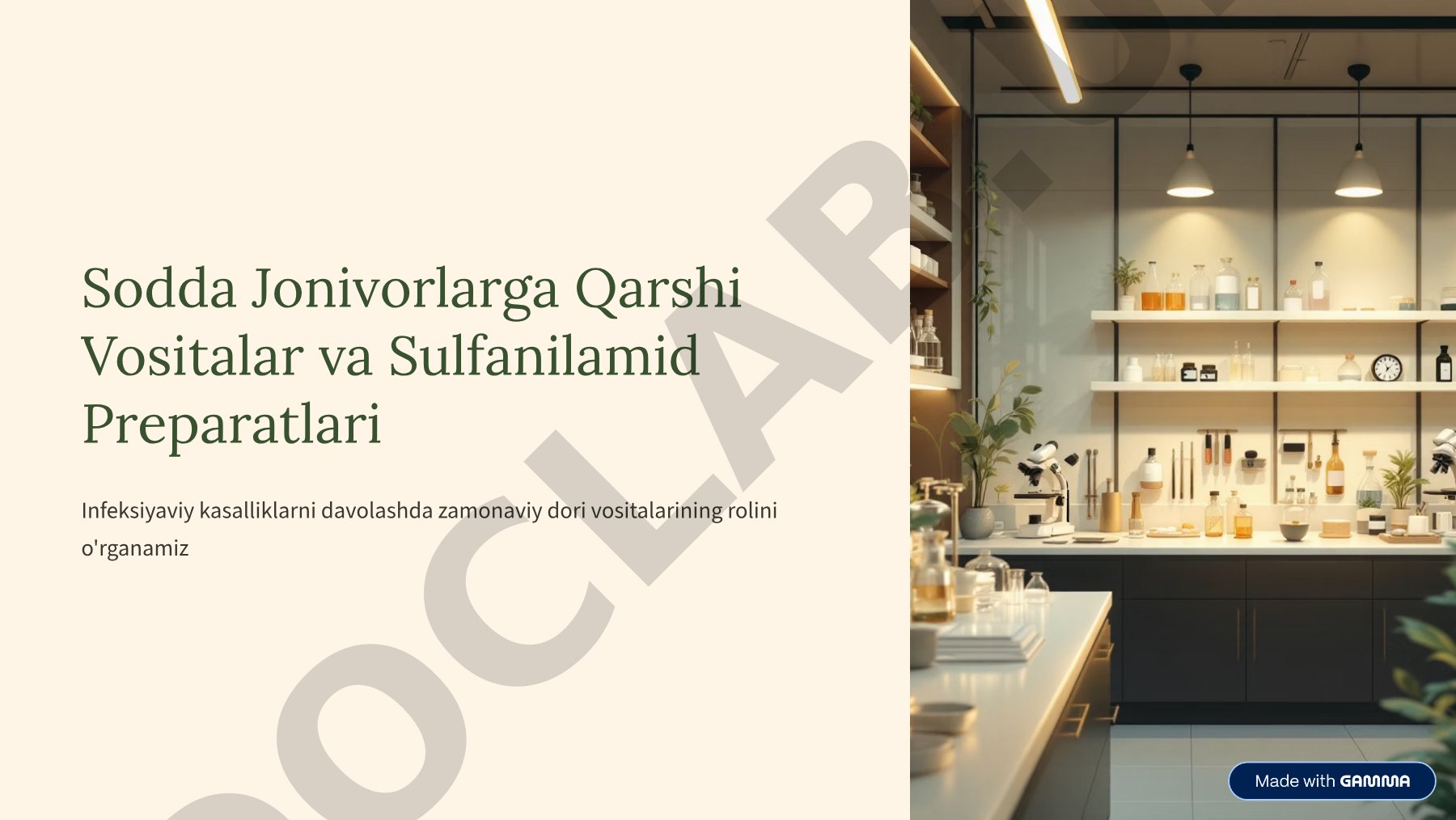 Sodda Jonivorlarga Qarshi Vositalar va Sulfanilamid Preparatlari
