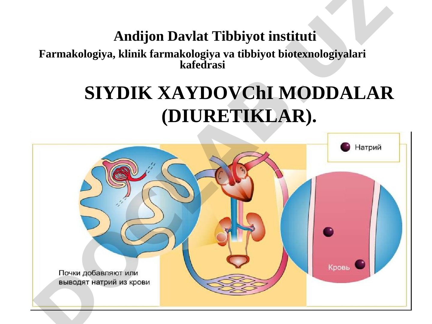 Siydik haydovchi moddalar (diuretiklar) farmakologiyasi
