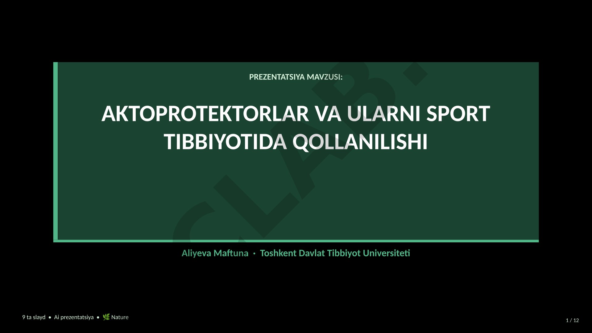 Aktoprotektorlar va ularni sport tibbiyotida qo'llanilishi