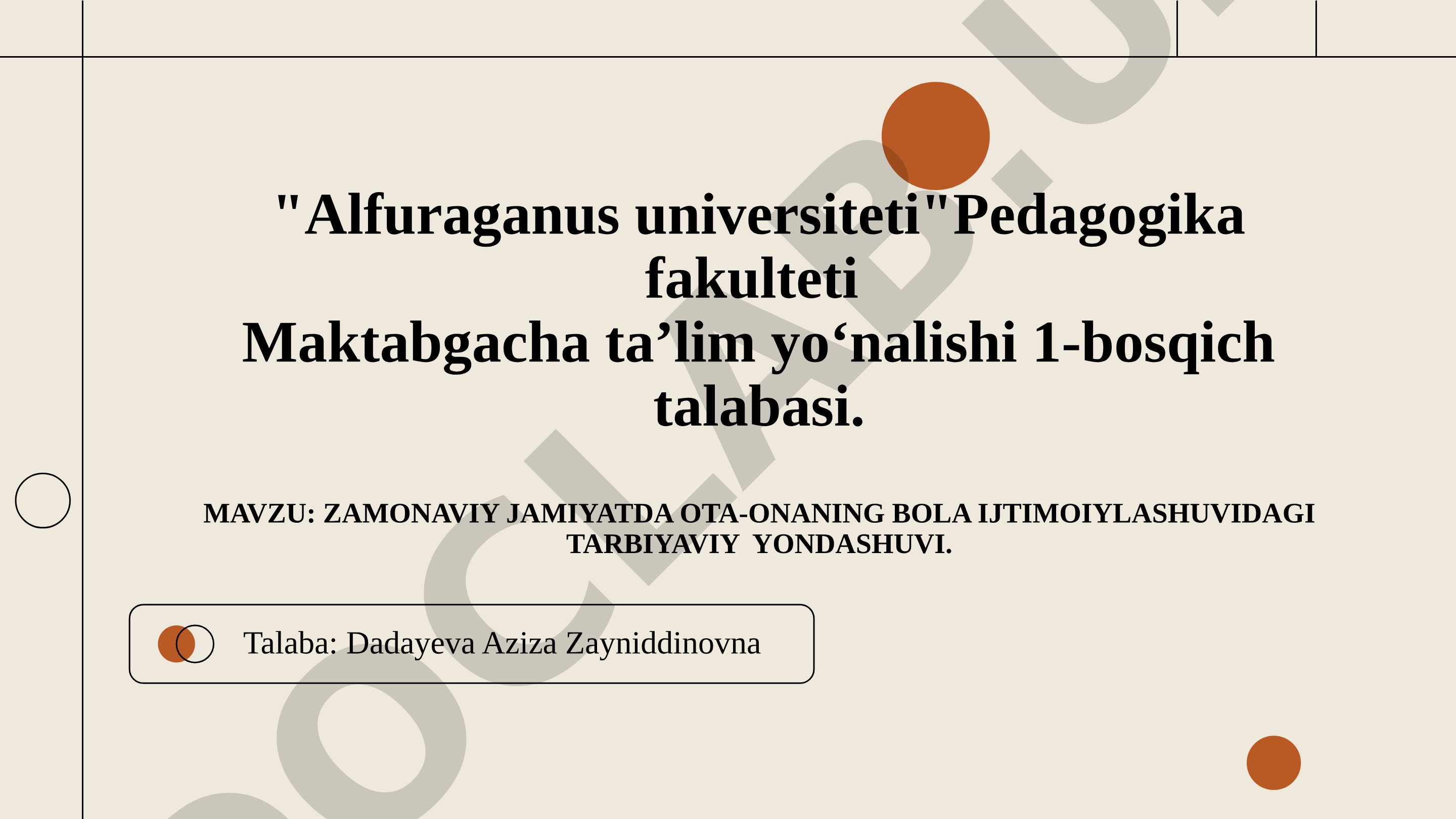Zamonaviy jamiyatda ota-onaning bola ijtimoiylashuvidagi tarbiyaviy yondashuvi
